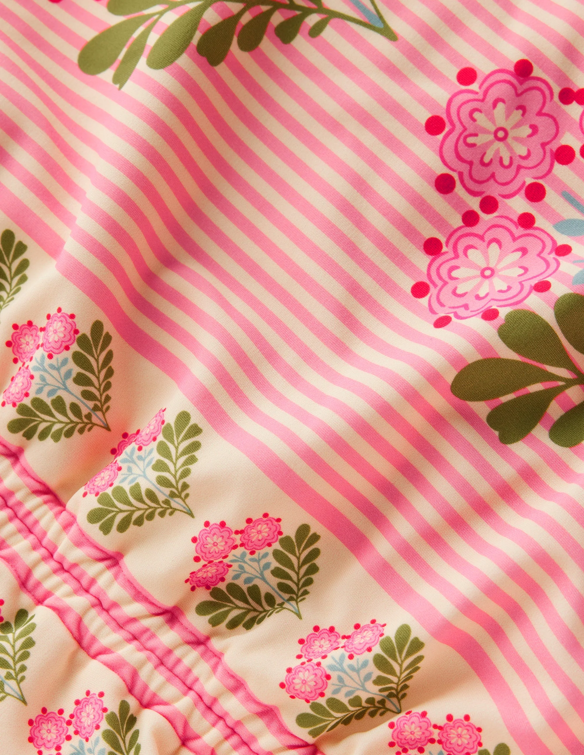 Ruched Tankini Set-Strawberry Pink Woodblock - Image 4