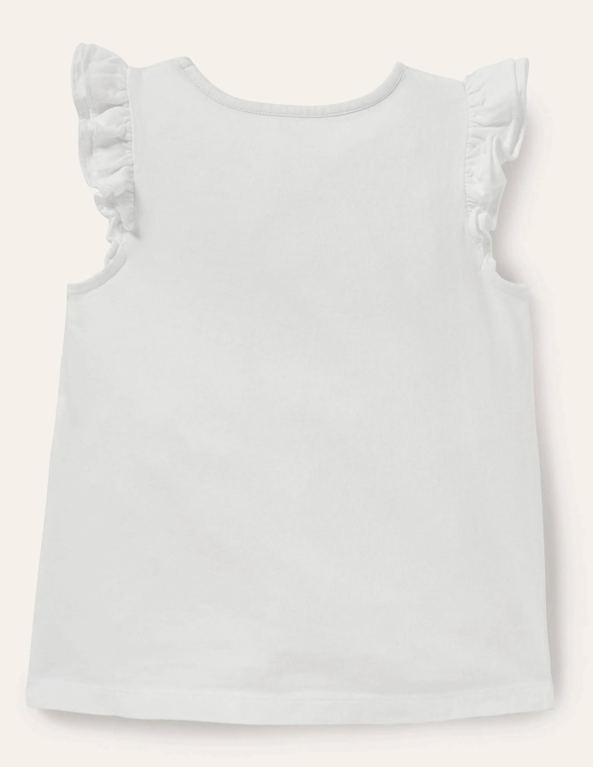 Ruffle Interest Logo T-shirt-Ivory Floral Parrot - Image 2