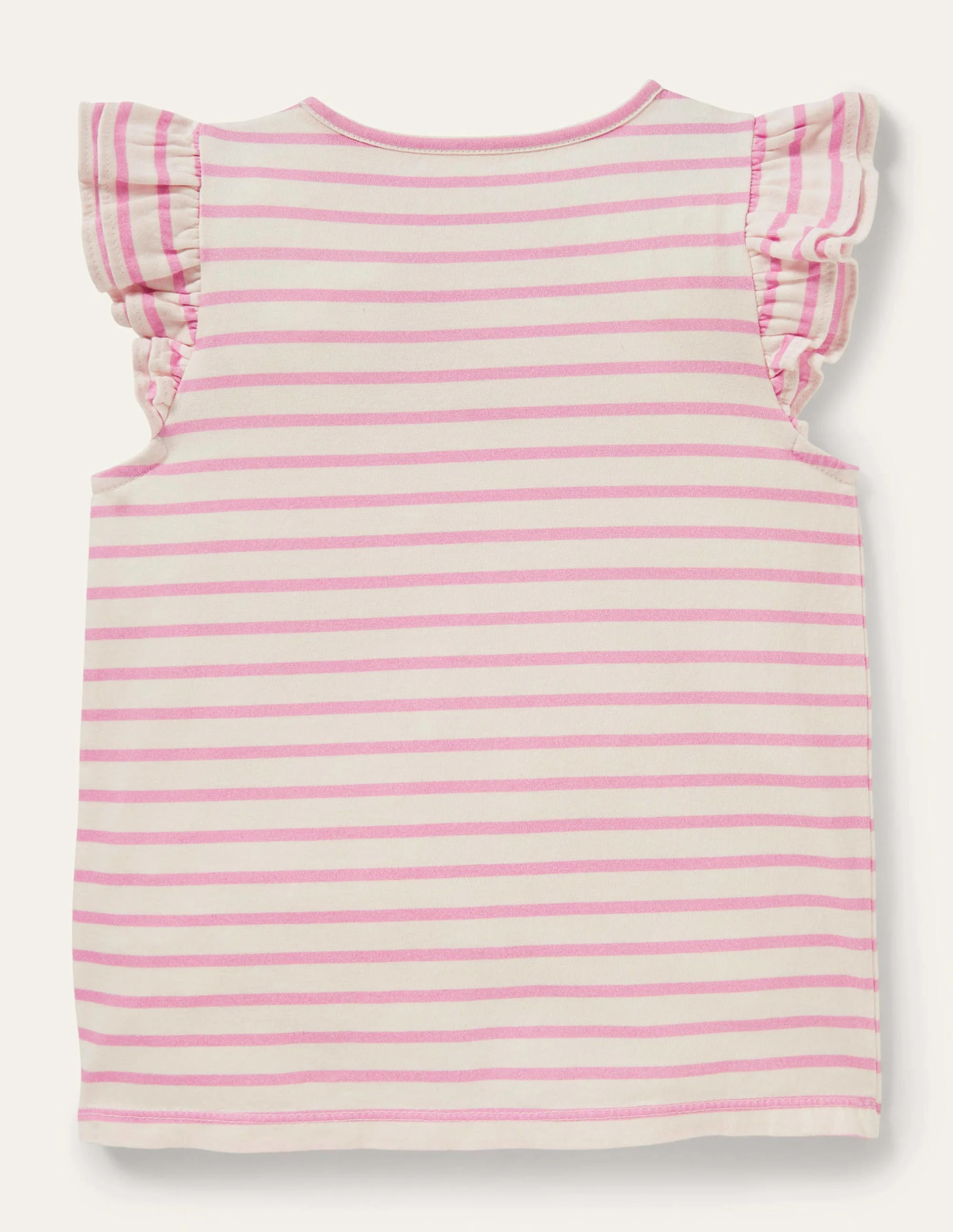 Ruffle Interest Logo T-shirt-Ivory / Rosebay Floral - Image 2