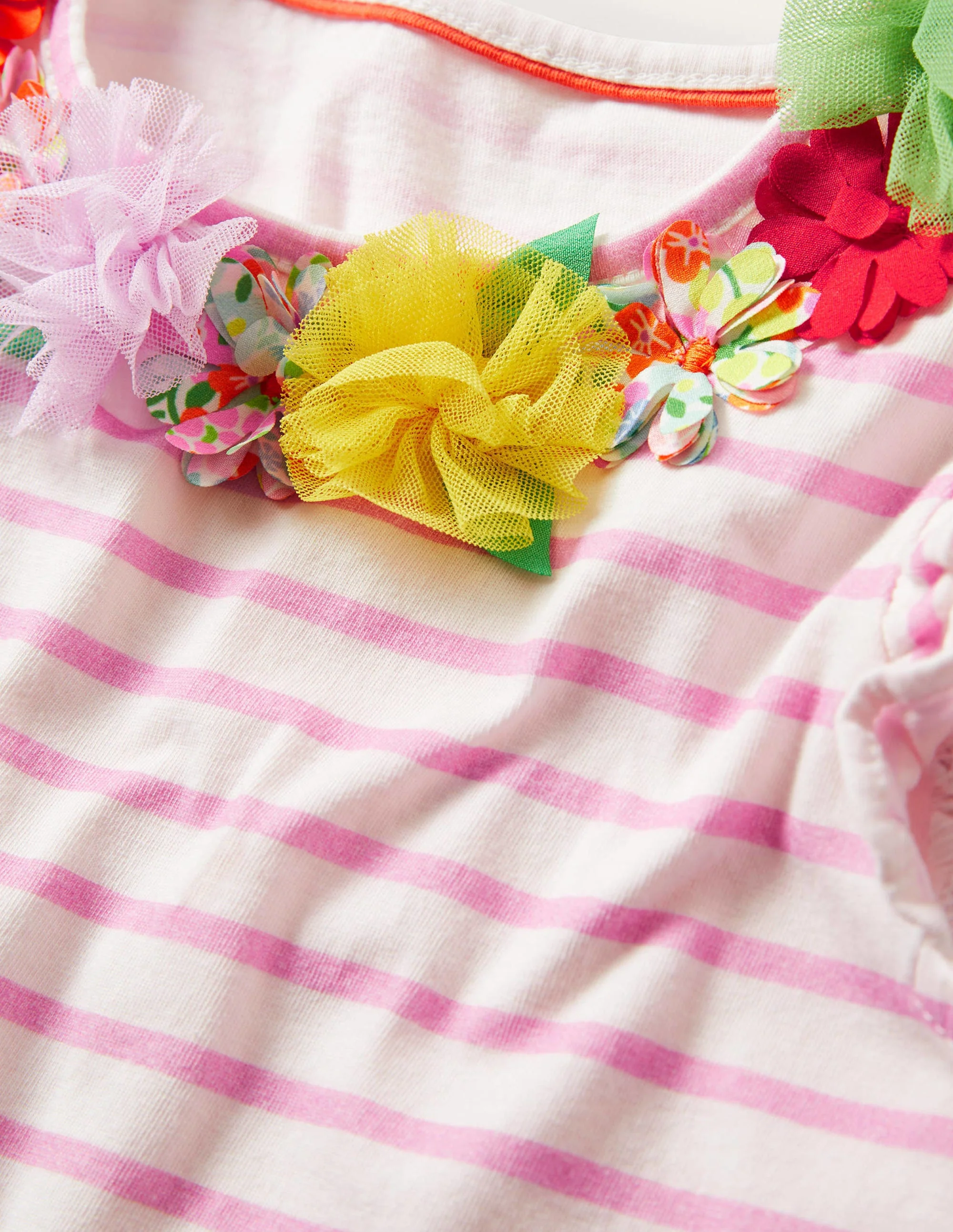 Ruffle Interest Logo T-shirt-Ivory / Rosebay Floral - Image 3