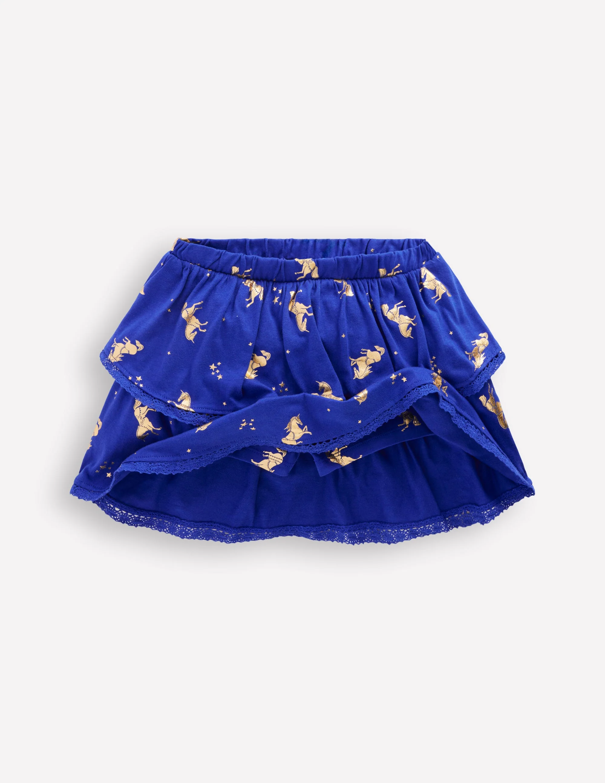 Ruffle Jersey Skort-Sapphire Blue Horses - Image 4