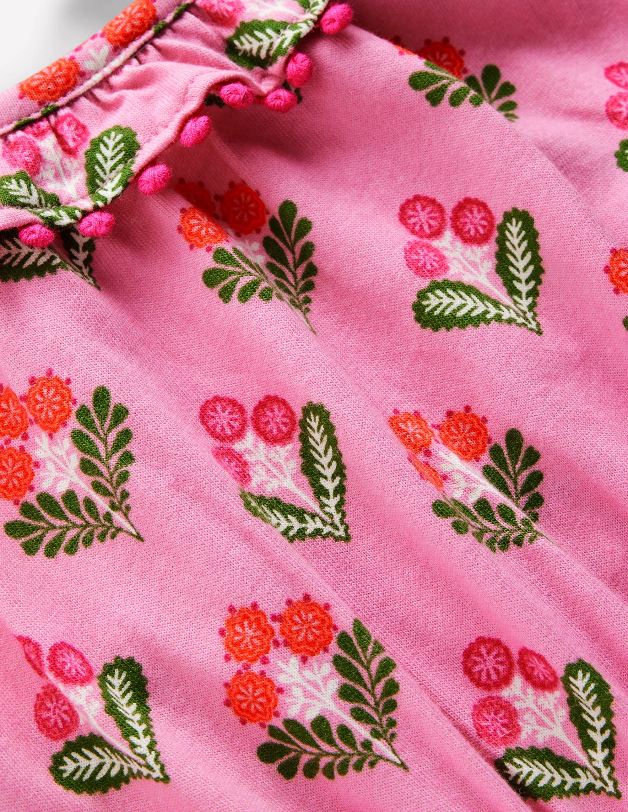 Ruffle Neck Trim Dress-Formica Pink Block Floral - Image 4