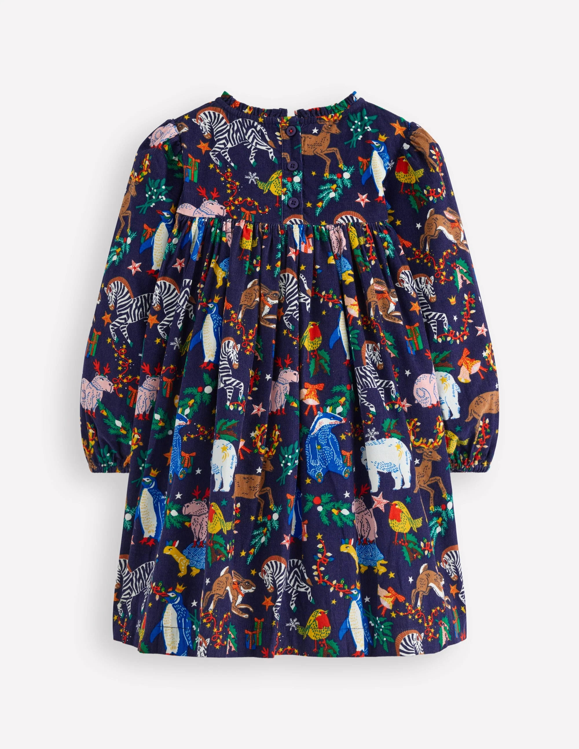 Ruffle Neck Woven Dress-College Navy Christmas Party - Image 2