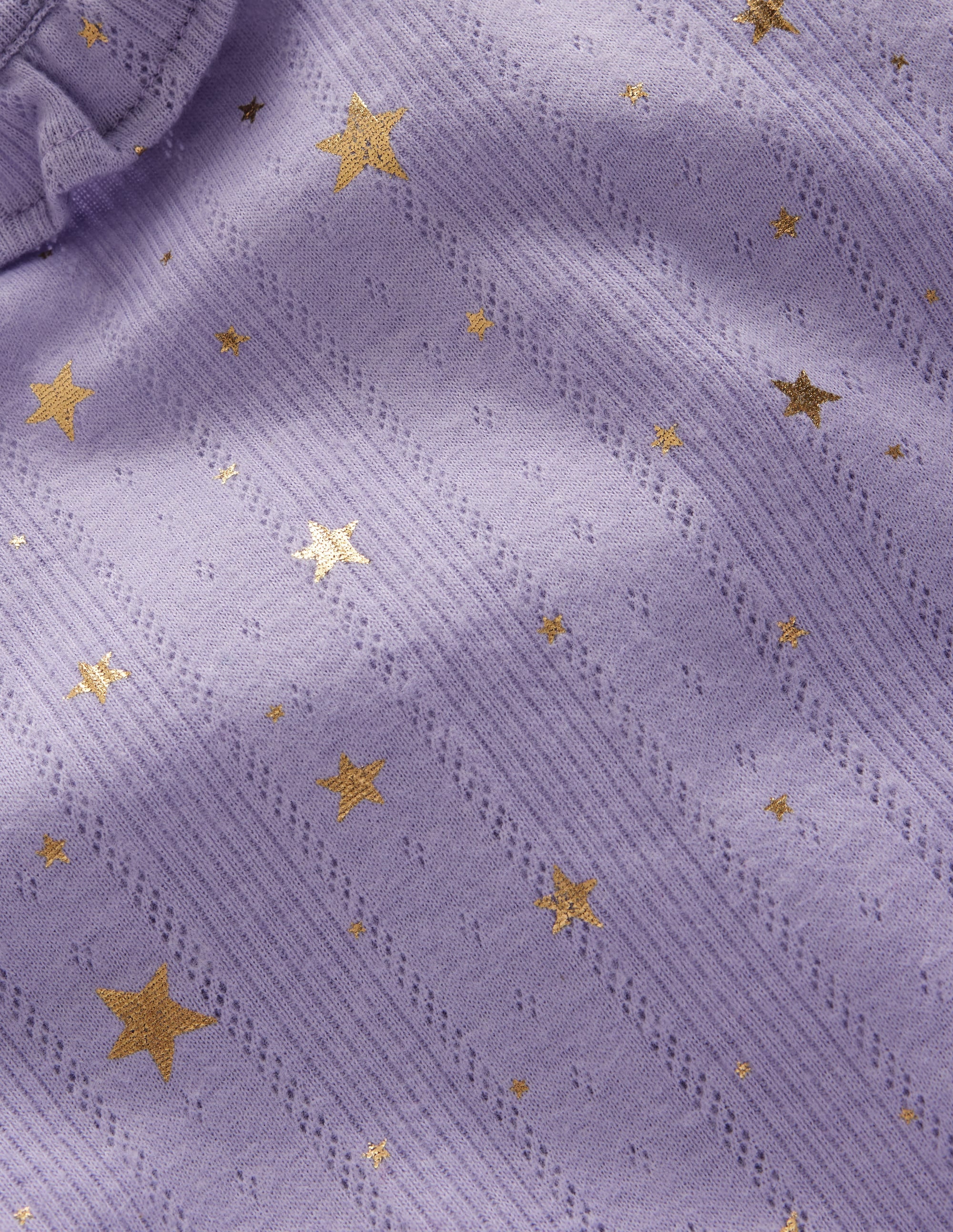 Ruffle Sparkle Pointelle-Misty Lavender Gold Foil Star - Image 3