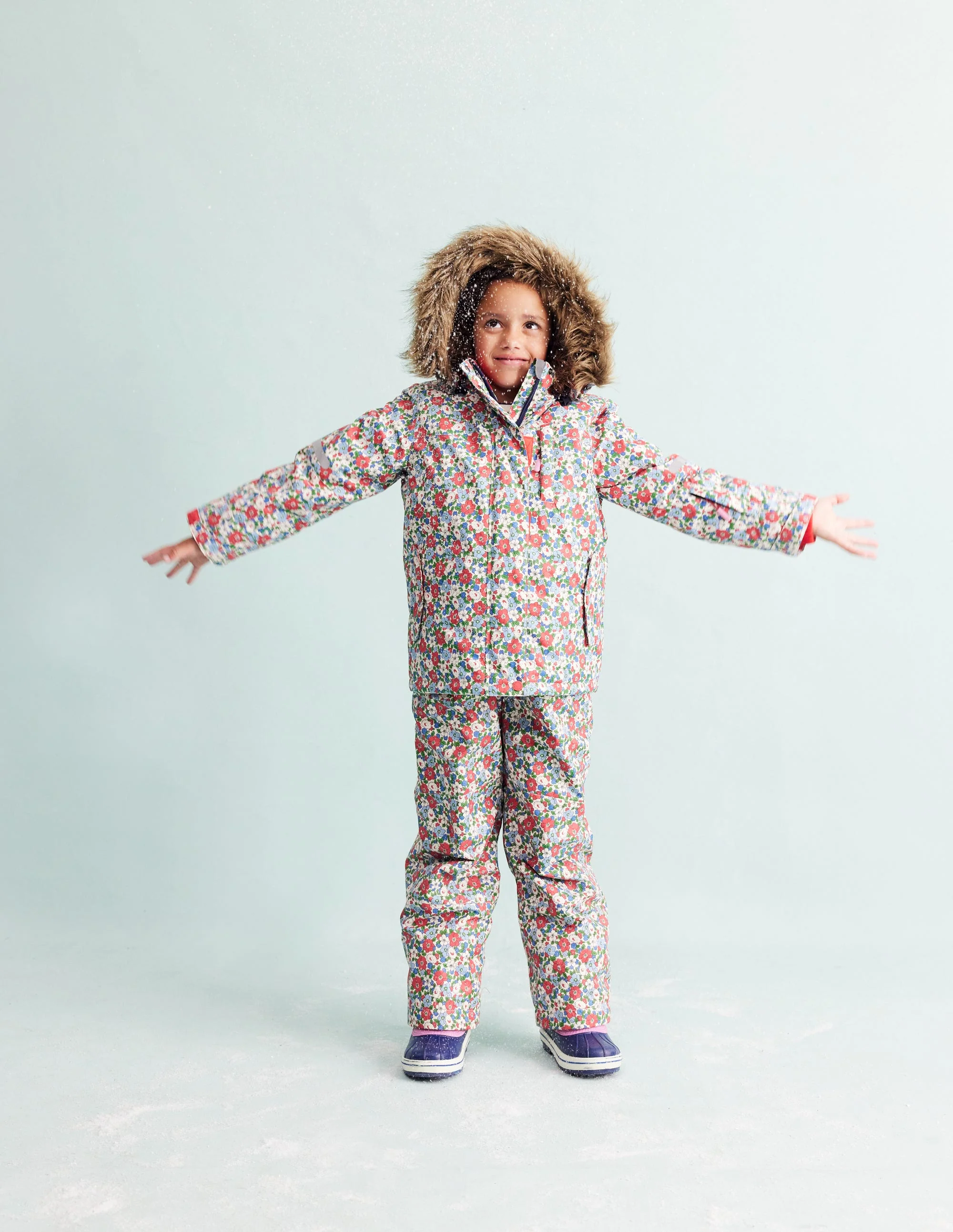 Salopette Waterproof Trousers-Glacier Blue Winter Floral - Image 6