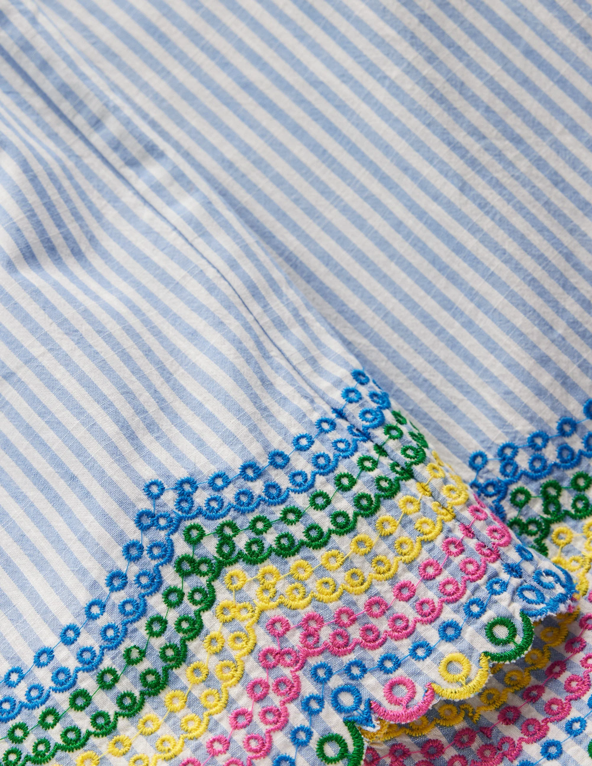 Scallop Hem Pants-Blue Ticking Rainbow - Image 3