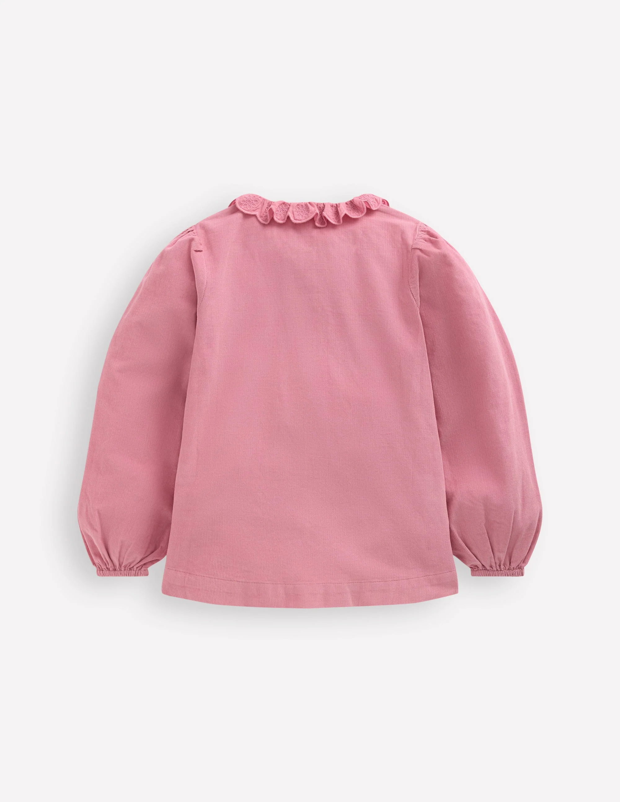 Scalloped Collar Smocked Shirt-Pink Cord - Image 4