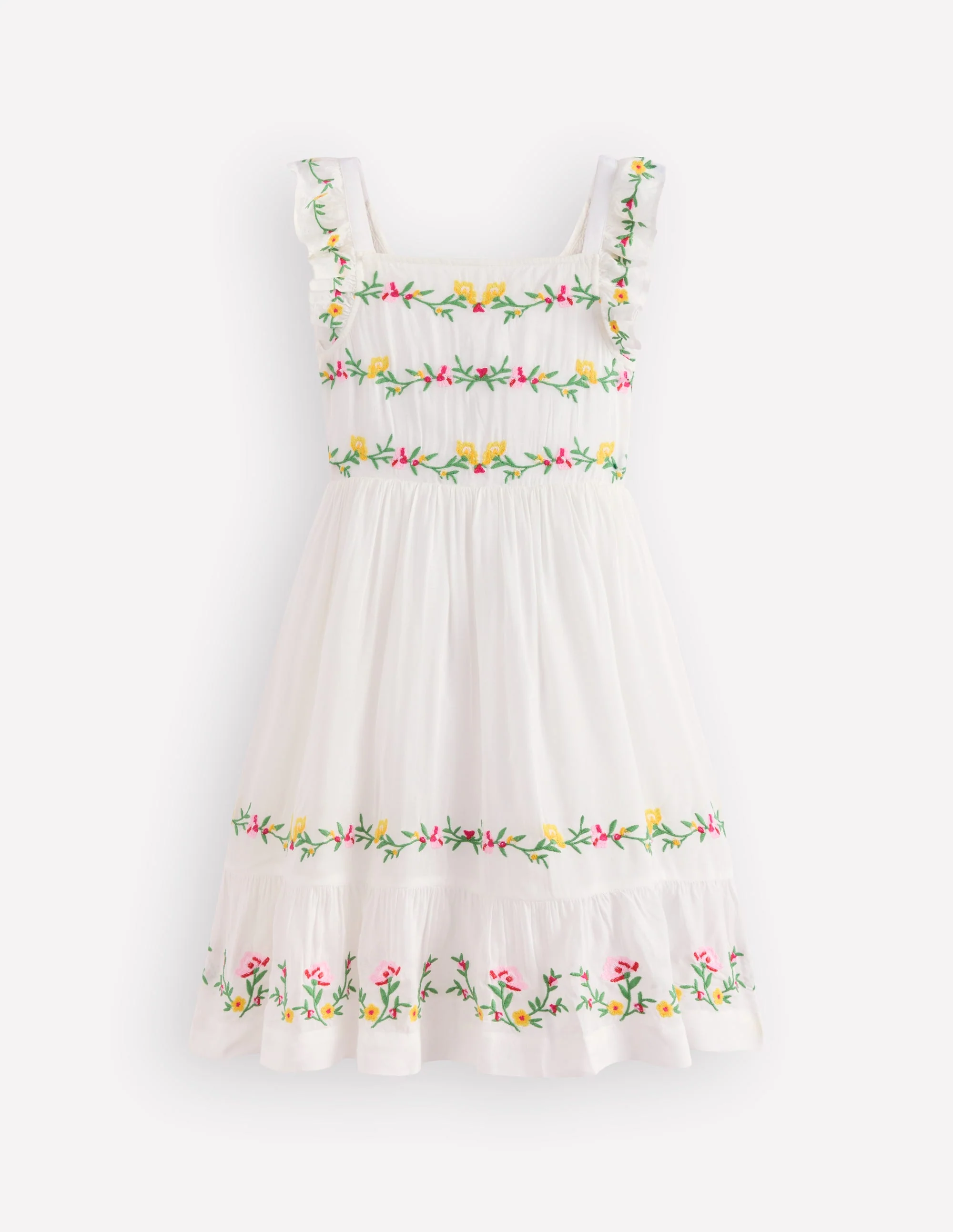 Shirred Bow Back Detail Dress-Soft Ivory - Image 3