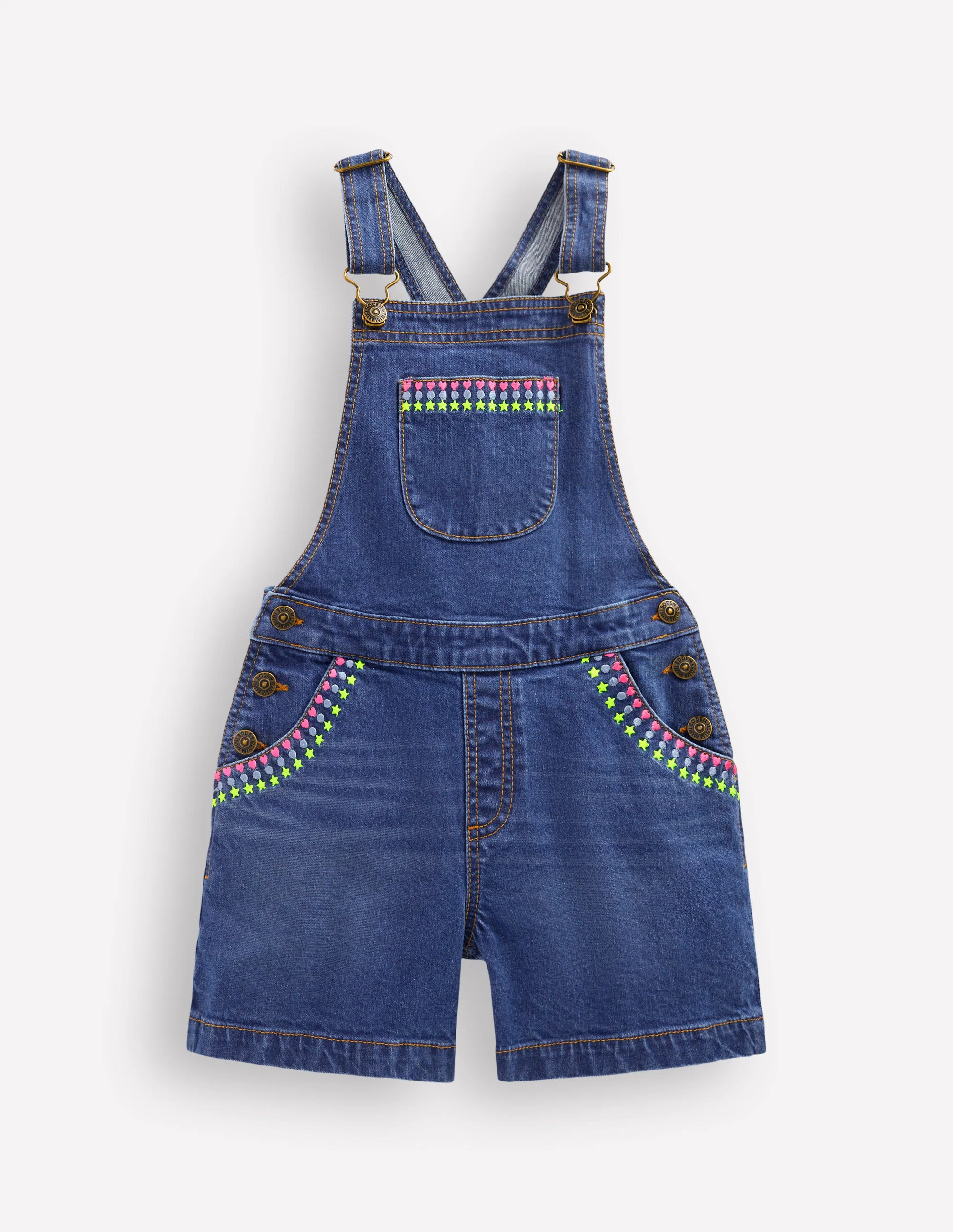 Short Overalls-Mid Vintage Embroidered