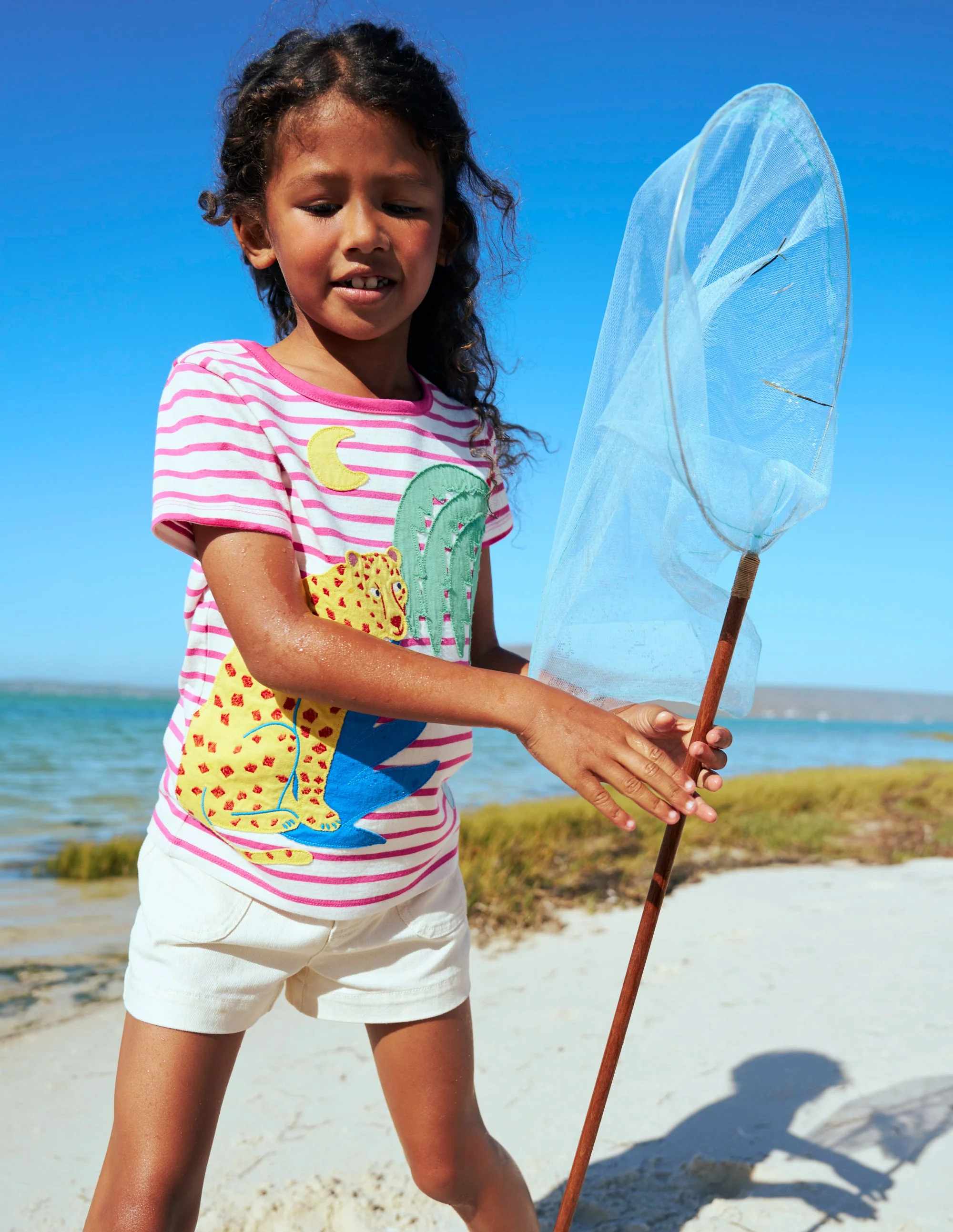 Short Sleeve Appliqué T-shirt-Rose Petal Pink Cheetah - Image 4