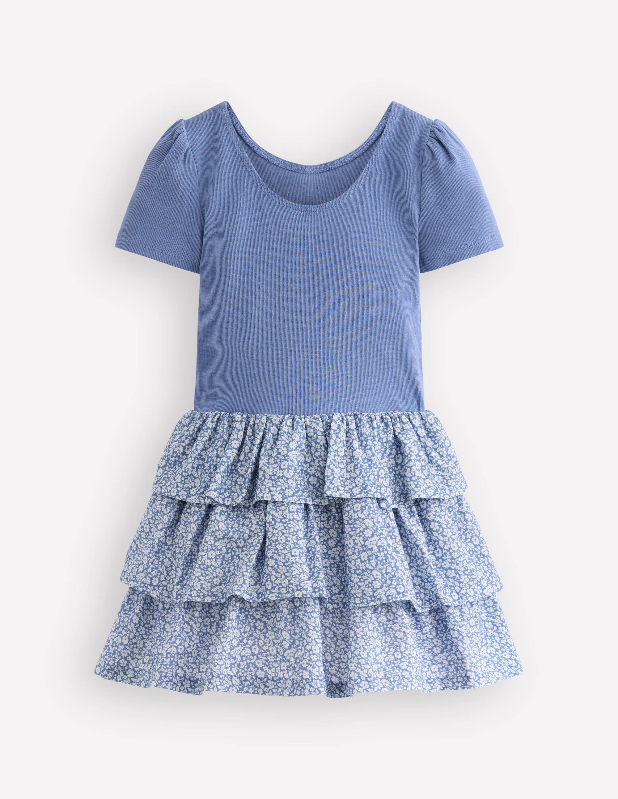 Short Sleeve Jersey RaRa Dress-Serenity Blue Ditsy Floral - Image 2