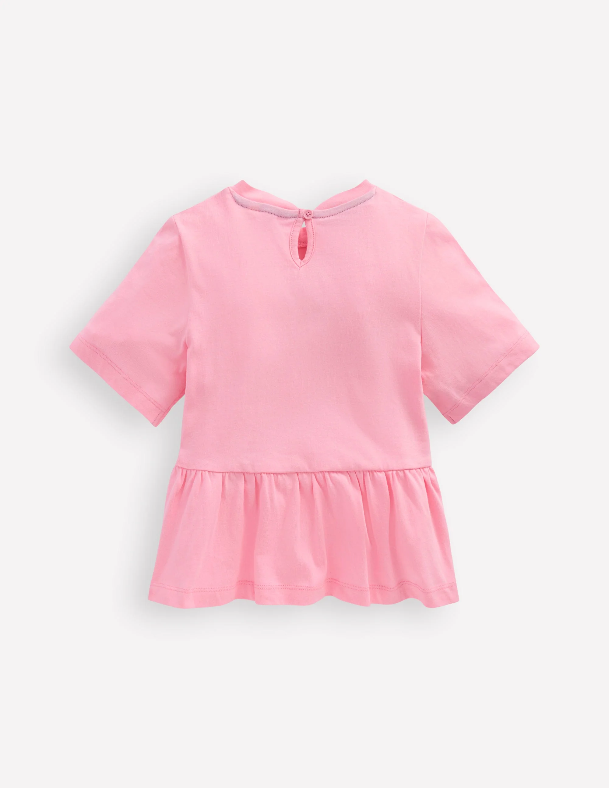 Short Sleeve Peplum Top-Pink - Image 2
