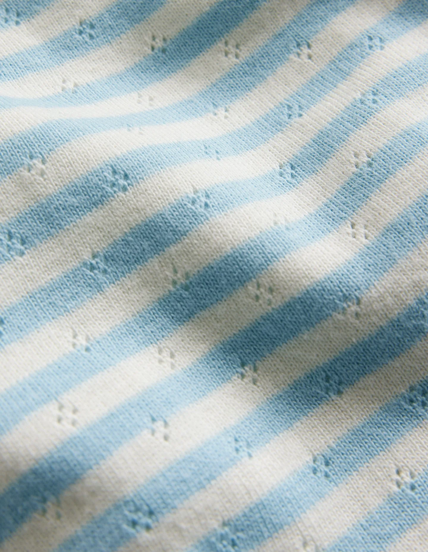 Short Sleeve Pointelle Top-Light Celeste Blue/Soft Ivory - Image 3