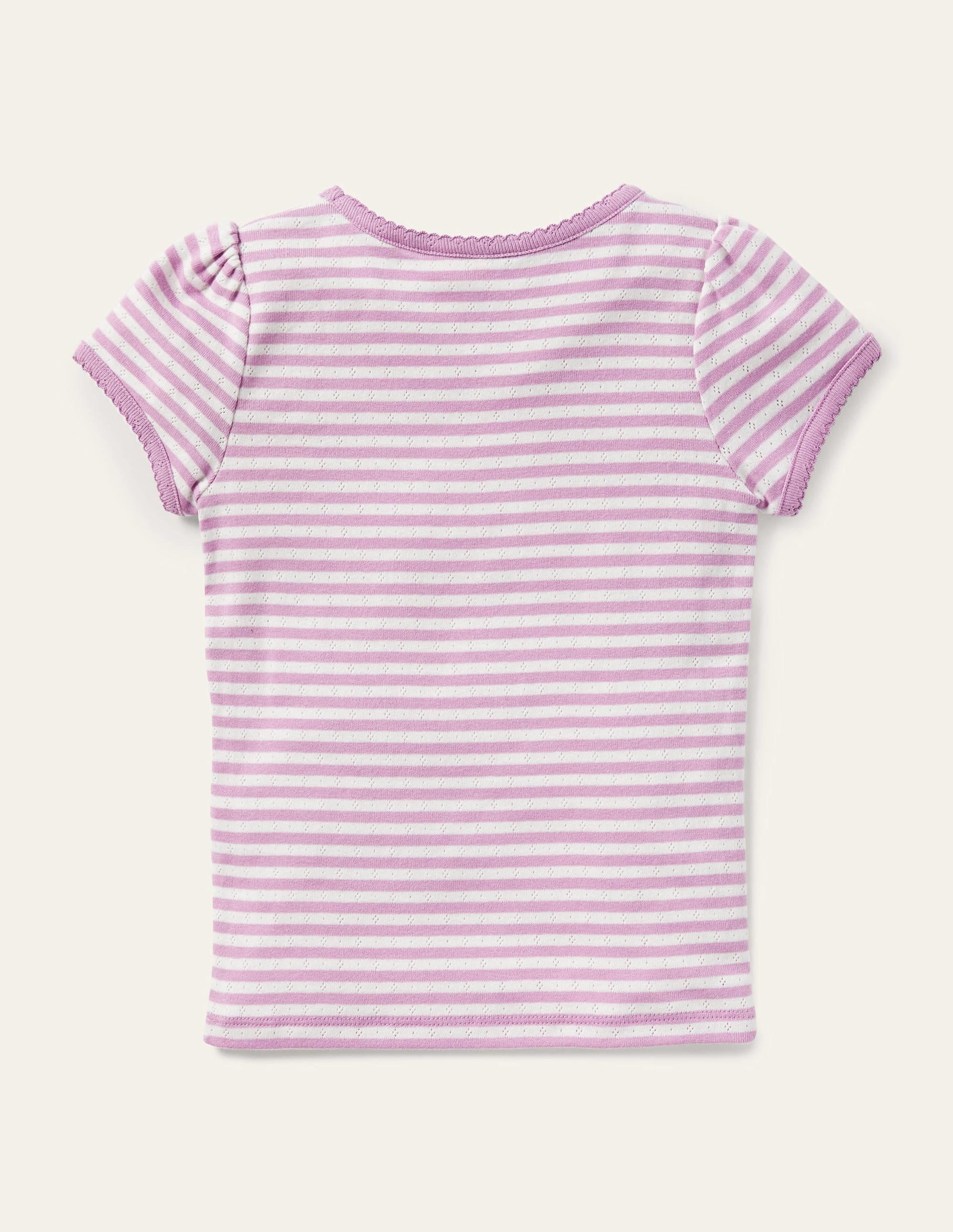 Short Sleeve Pointelle Top-Sugared Lilac - Image 2