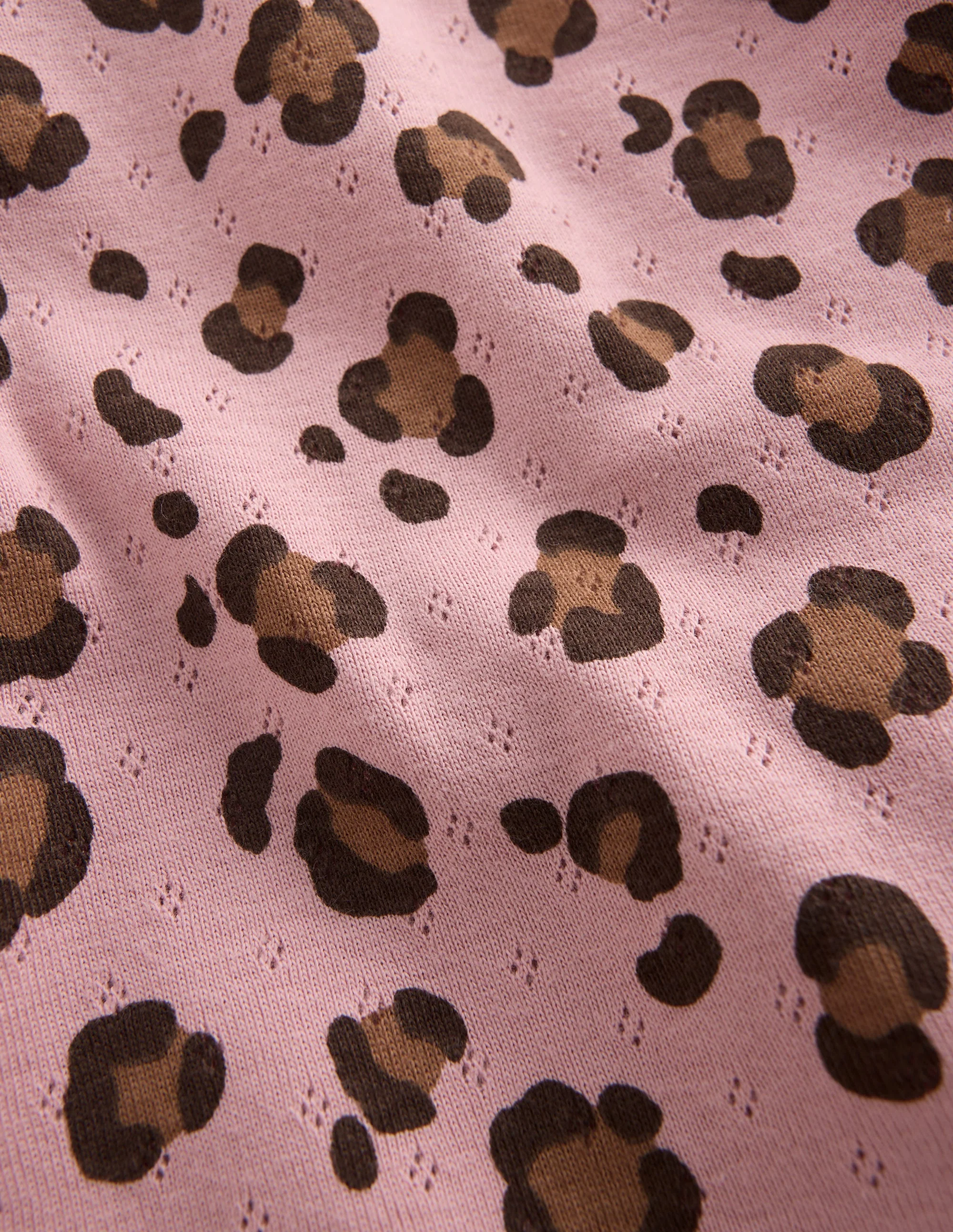 Short Sleeve Pointelle Top-Vintage Pink Leopard - Image 3