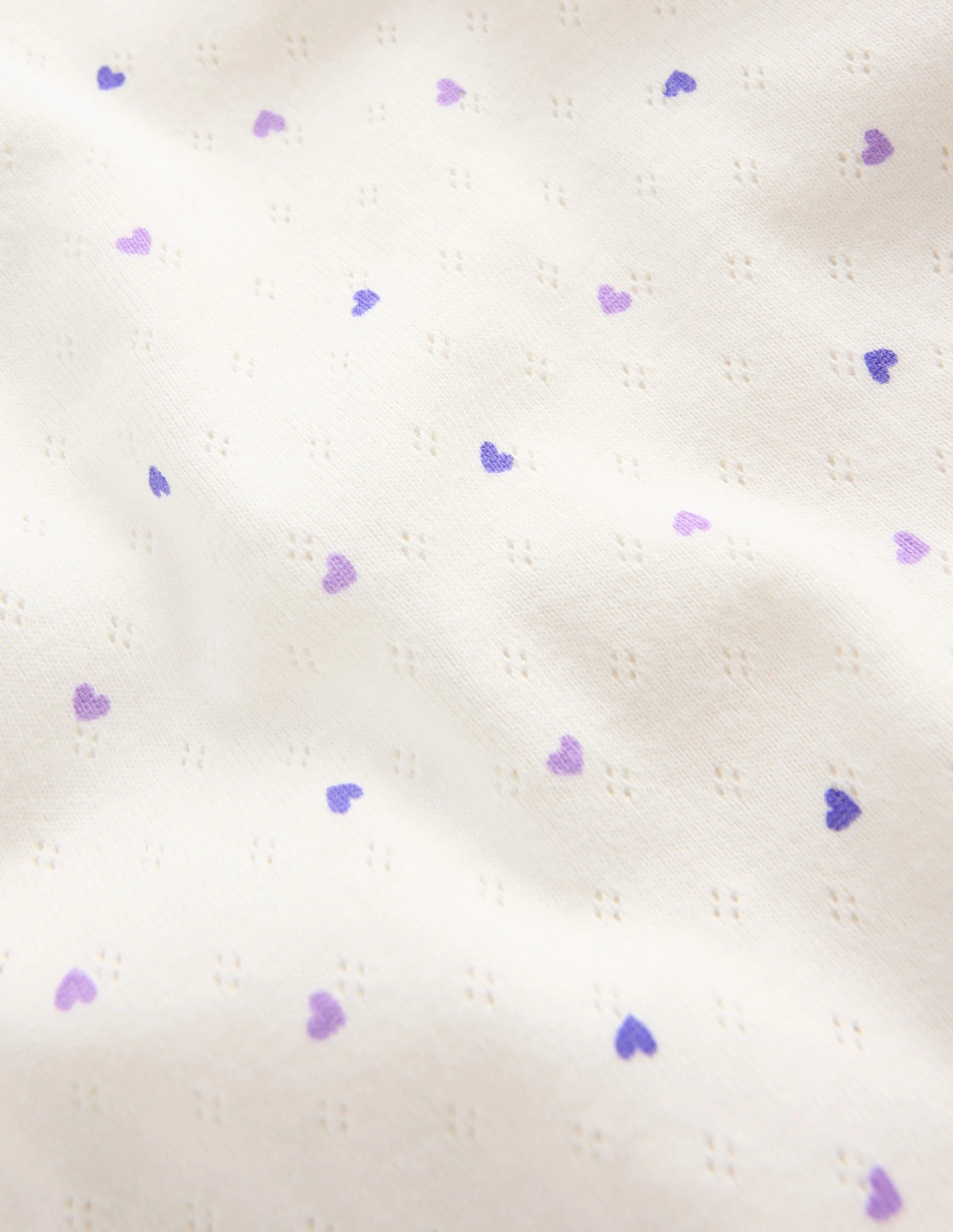 Short Sleeve Pointelle Top-White Heart Spot - Image 3