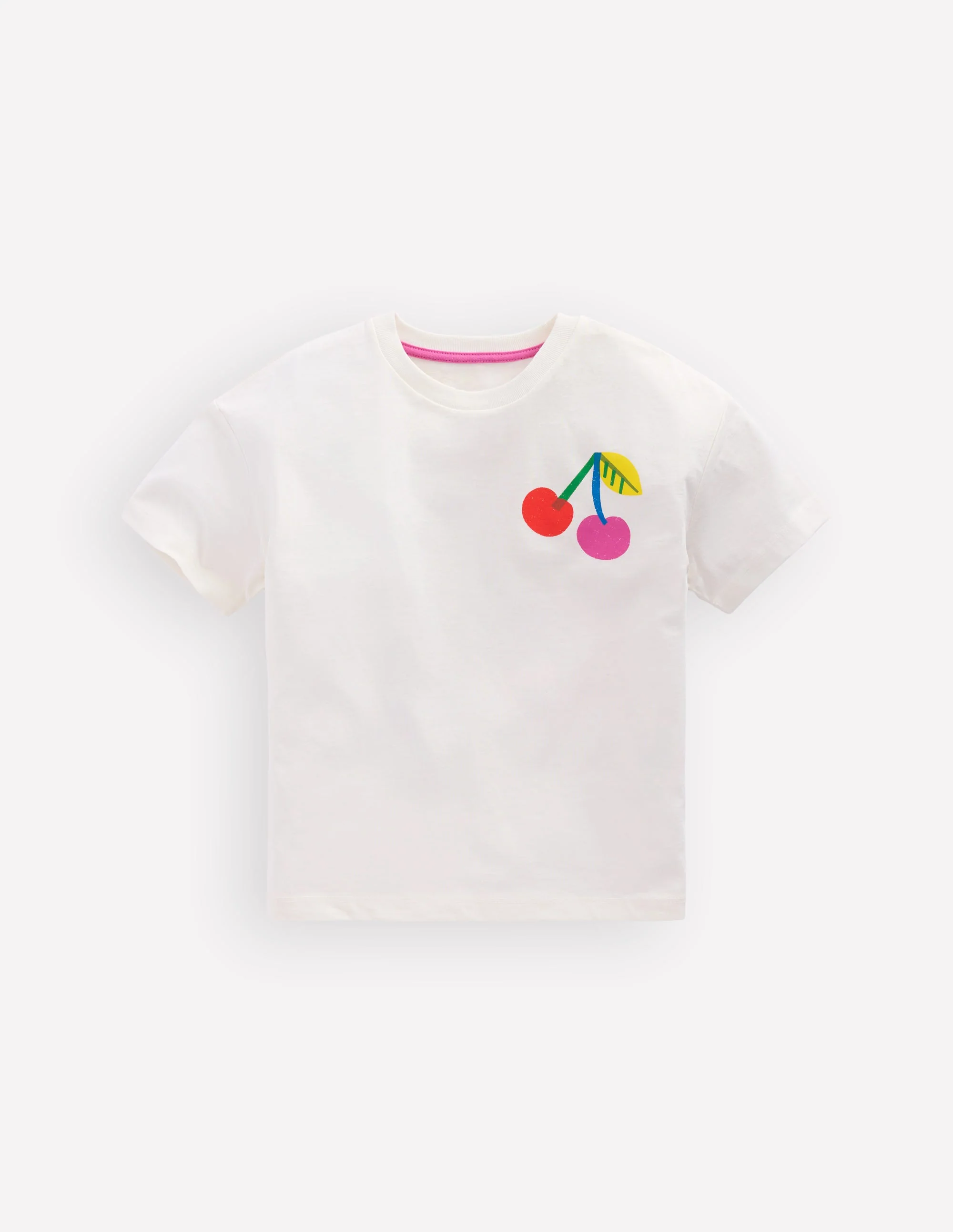 Short Sleeve Printed T-Shirt-Soft Ivory Cherries