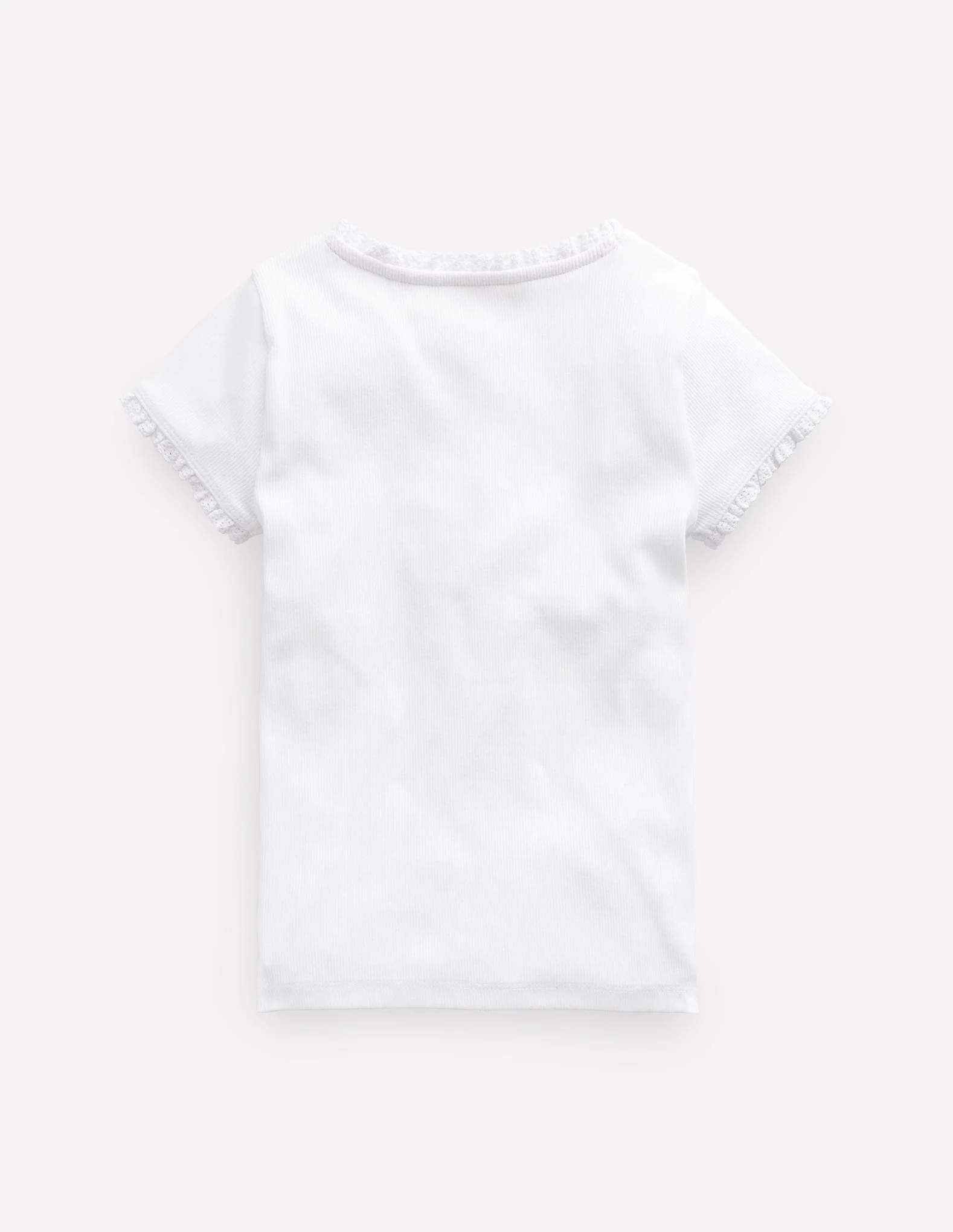 Short Sleeve Ribbed T-shirt-White - Image 2