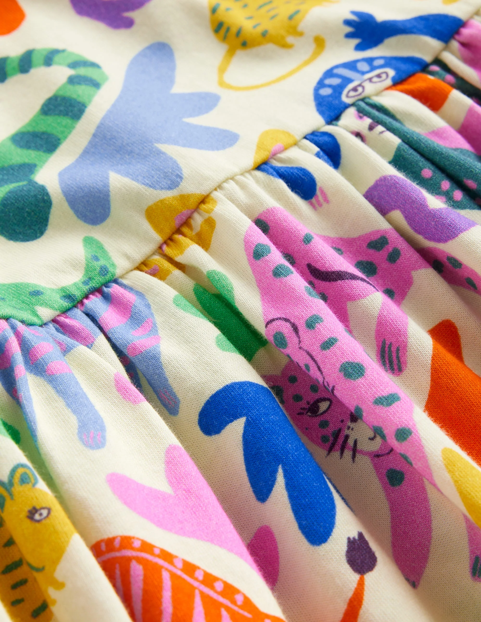 Short-sleeved Fun Jersey Dress-Multi Safari Friends - Image 3