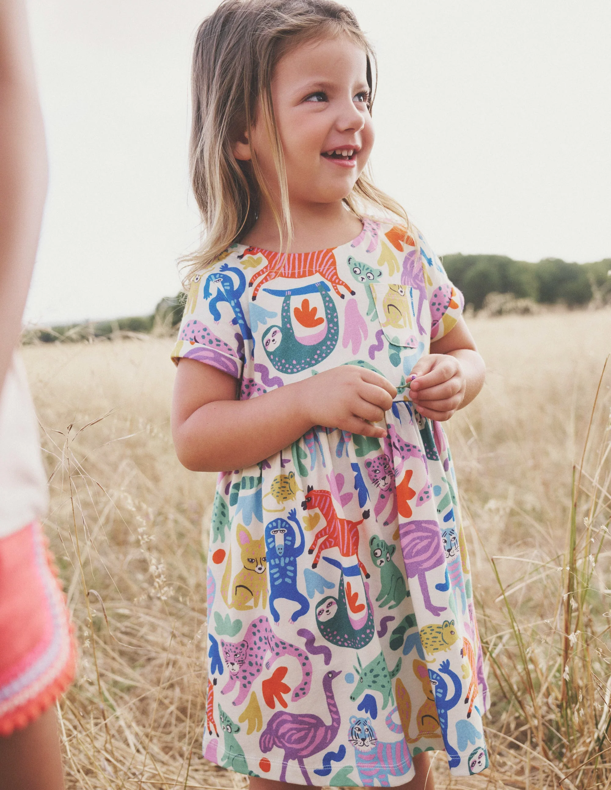 Short-sleeved Fun Jersey Dress-Multi Safari Friends - Image 4