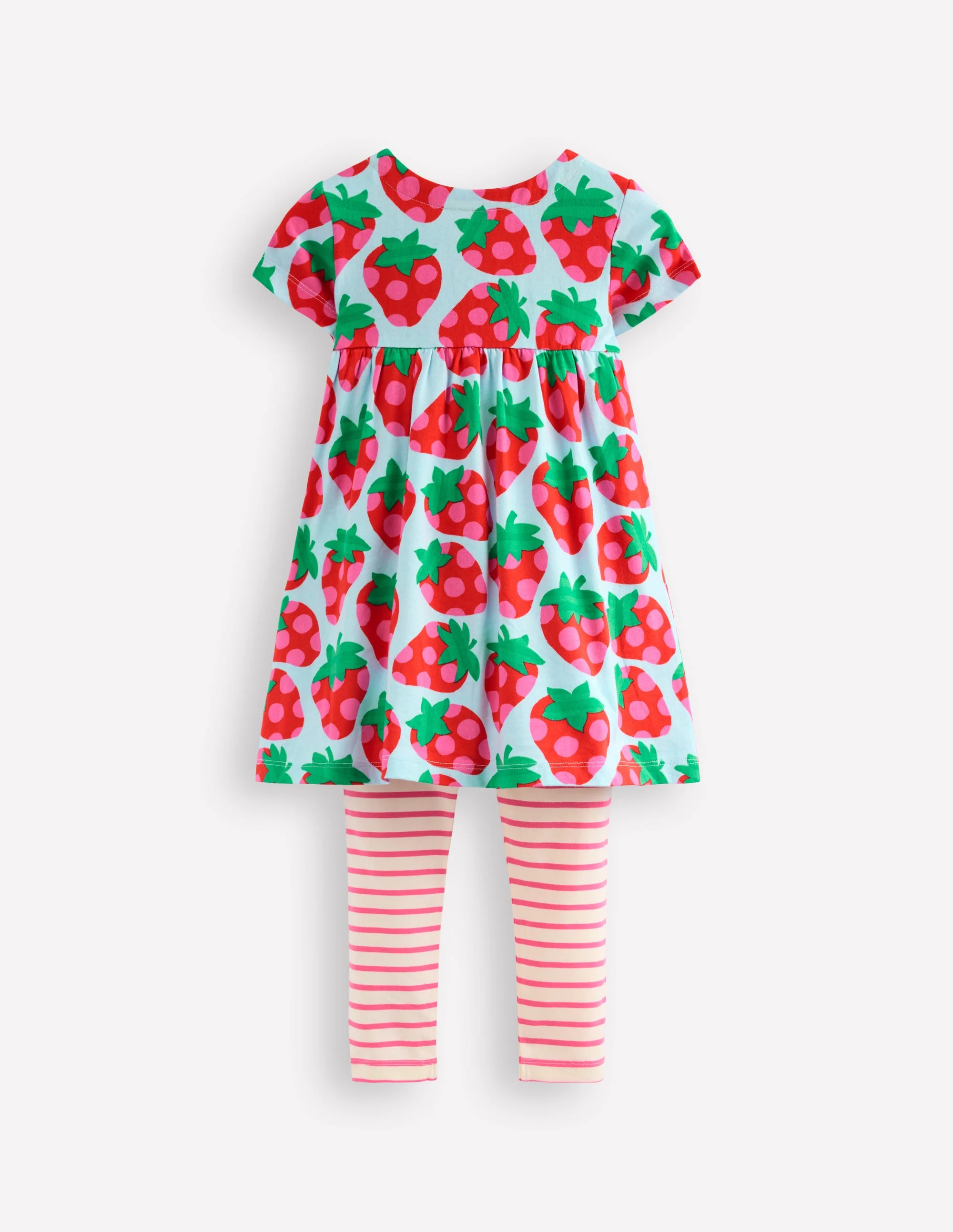 Short-sleeved print tunic set-Misty Blue Strawberry - Image 2