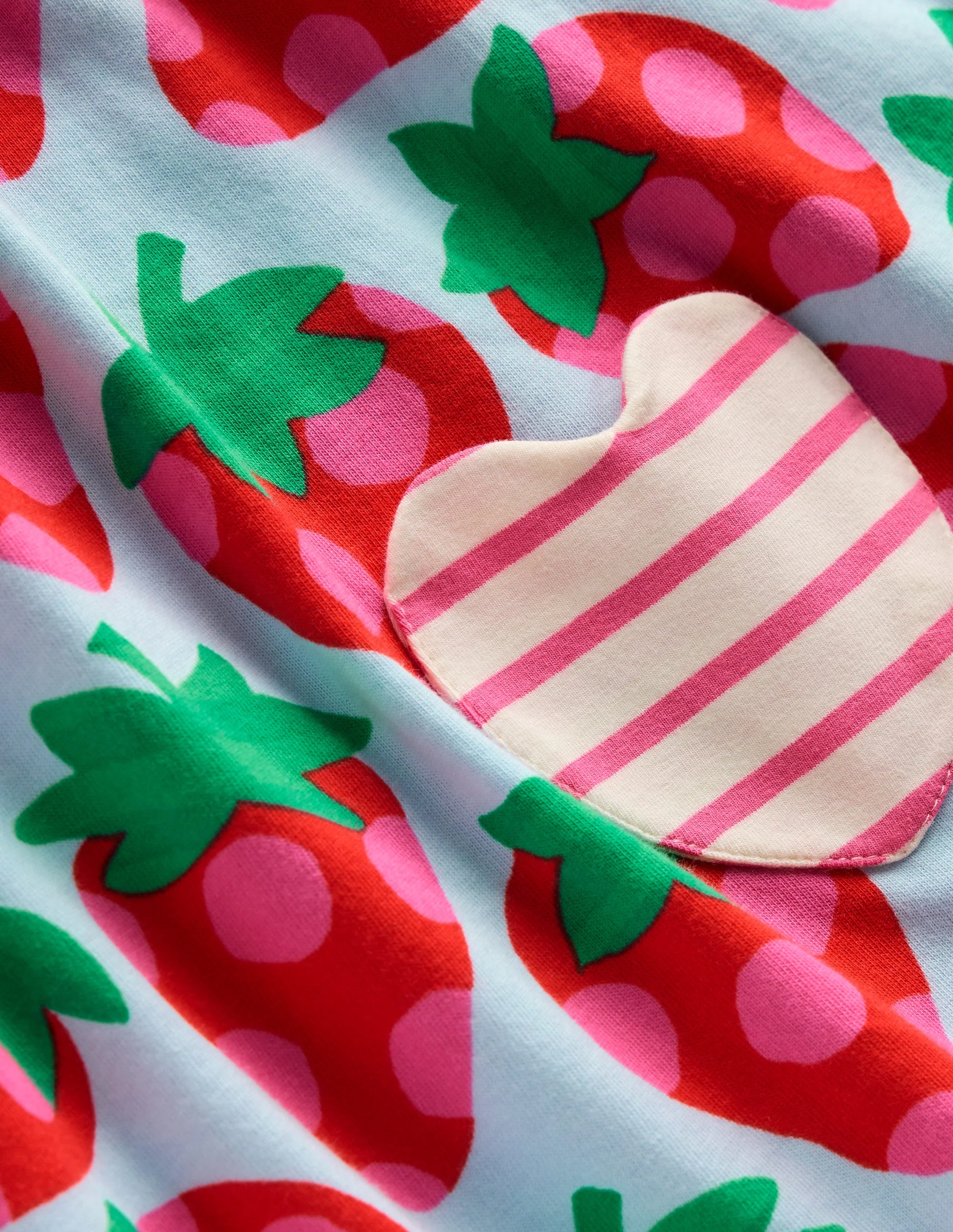 Short-sleeved print tunic set-Misty Blue Strawberry - Image 3