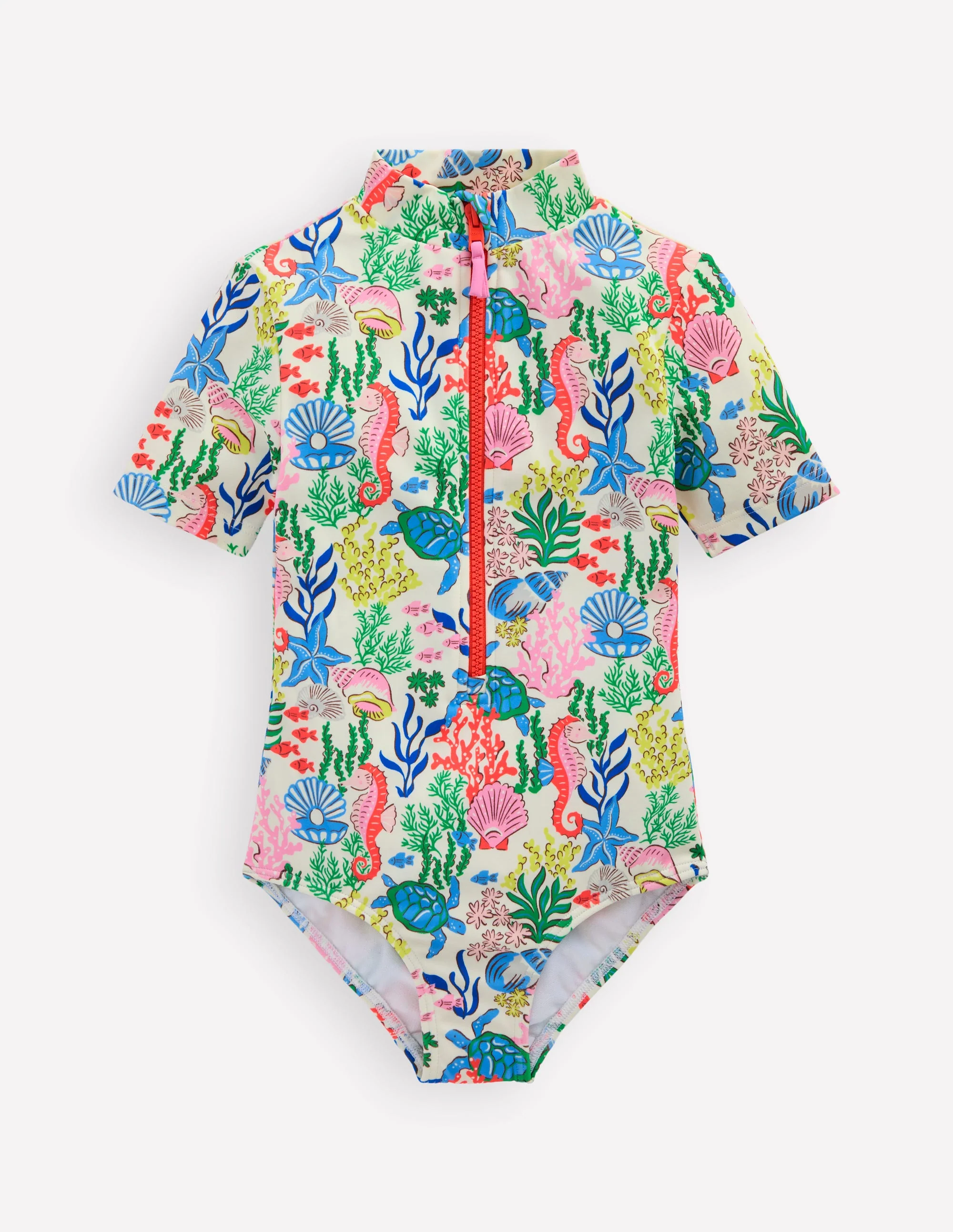 Short-sleeved Swimsuit-Multi Coral Cove