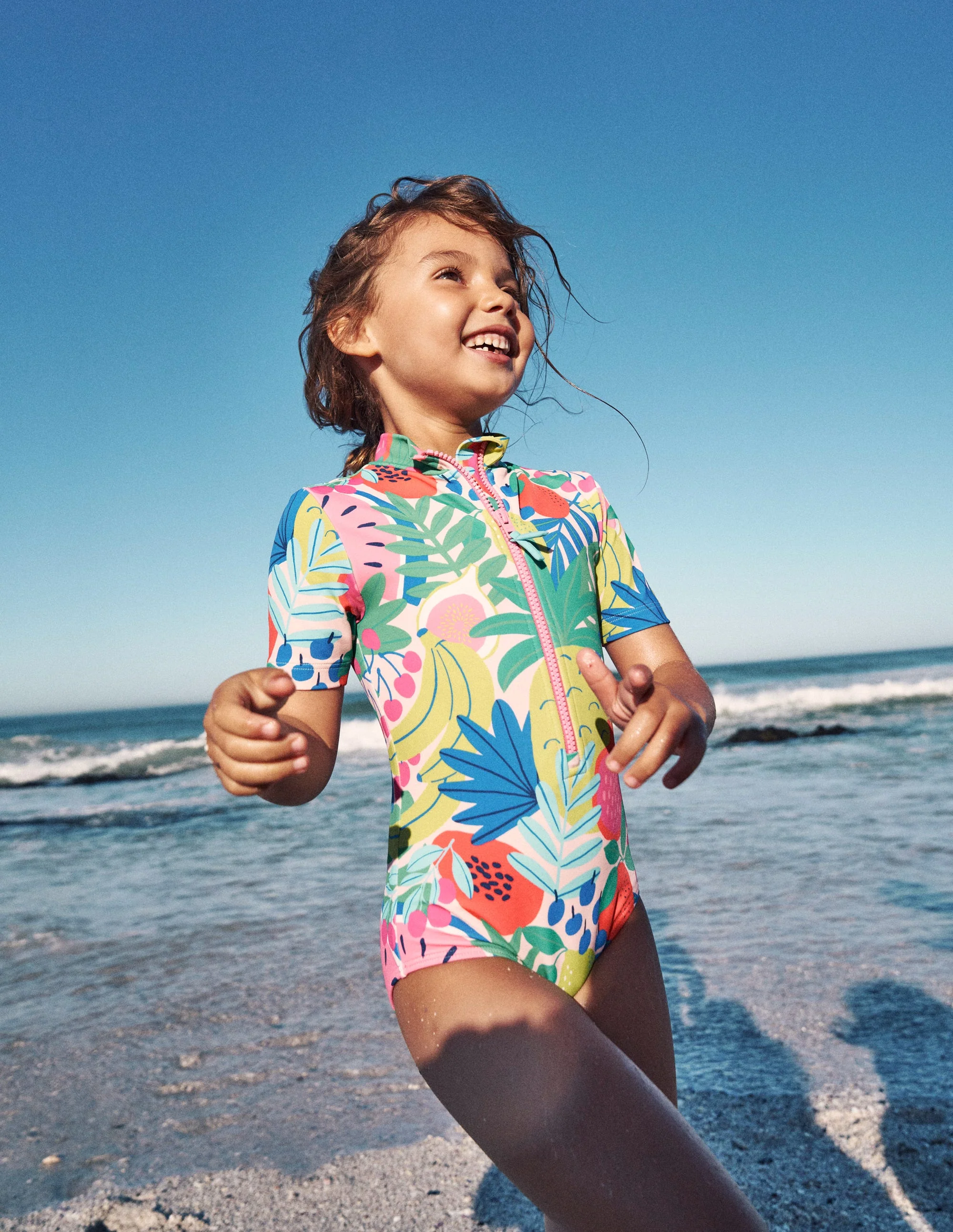 Short-sleeved Swimsuit-Multi Tropical Fruit - Image 4
