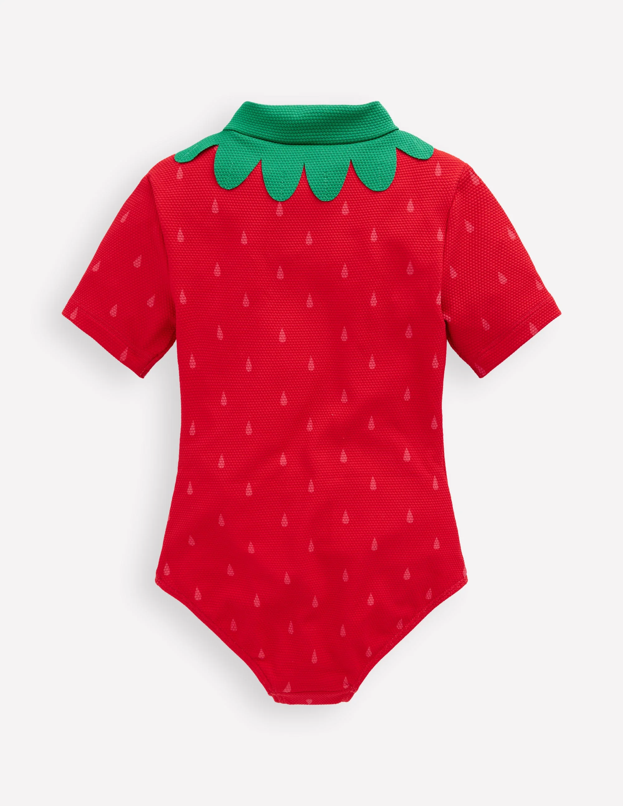 Short-sleeved Swimsuit-Poppy Red Strawberry - Image 2