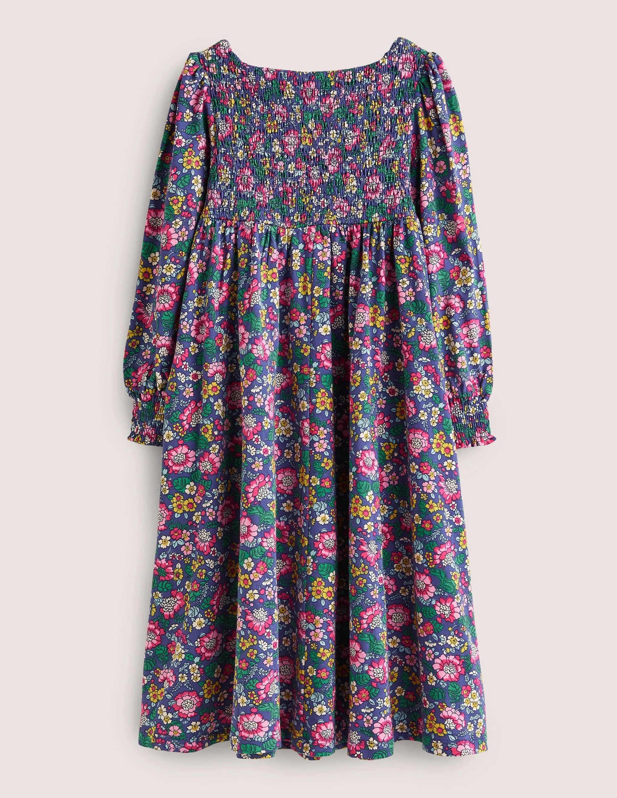 Smocked Bodice Trapeze Dress-Starboard Blue Vintage Floral - Image 2
