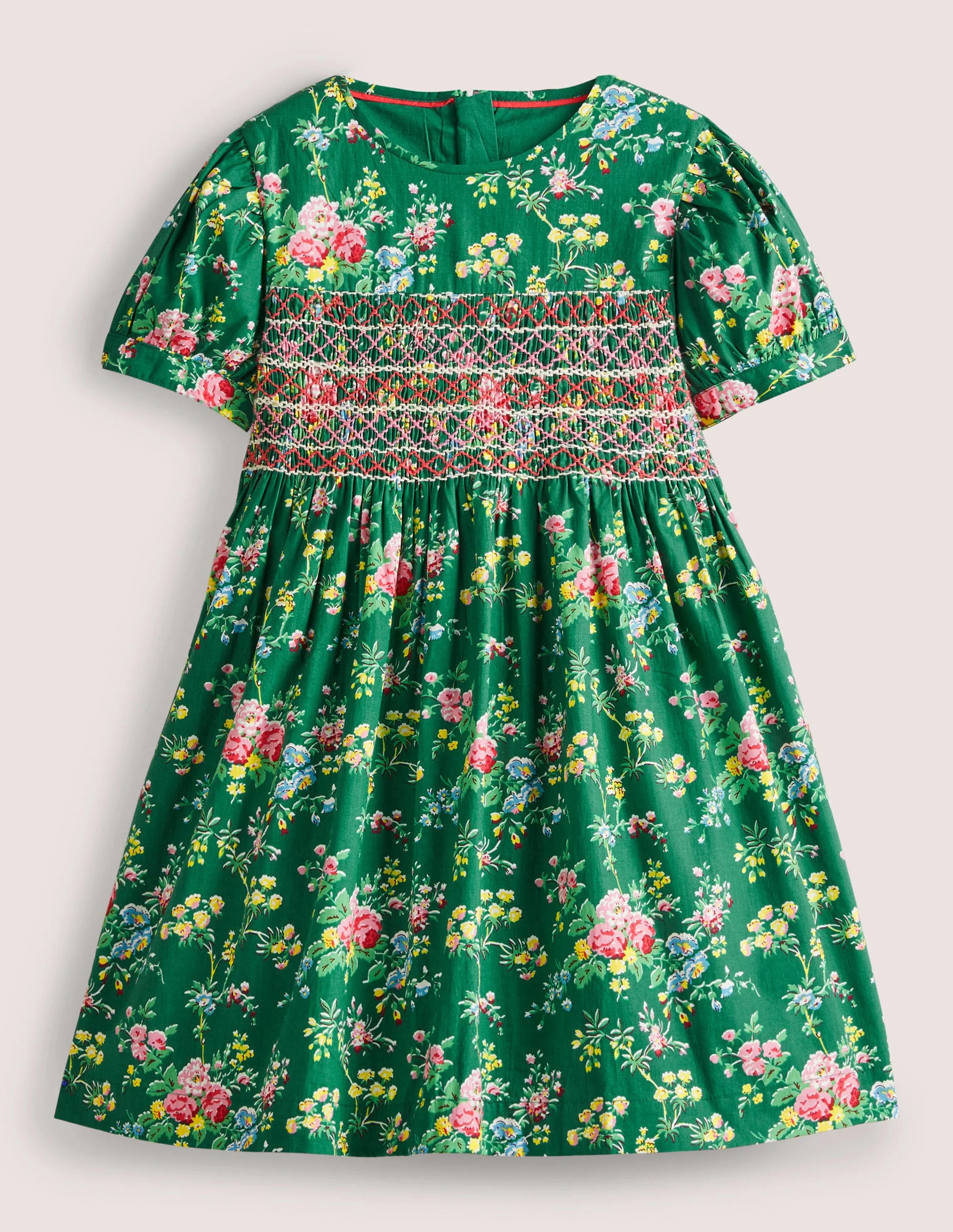 Smocked Dress-Shady Glade Green Floral