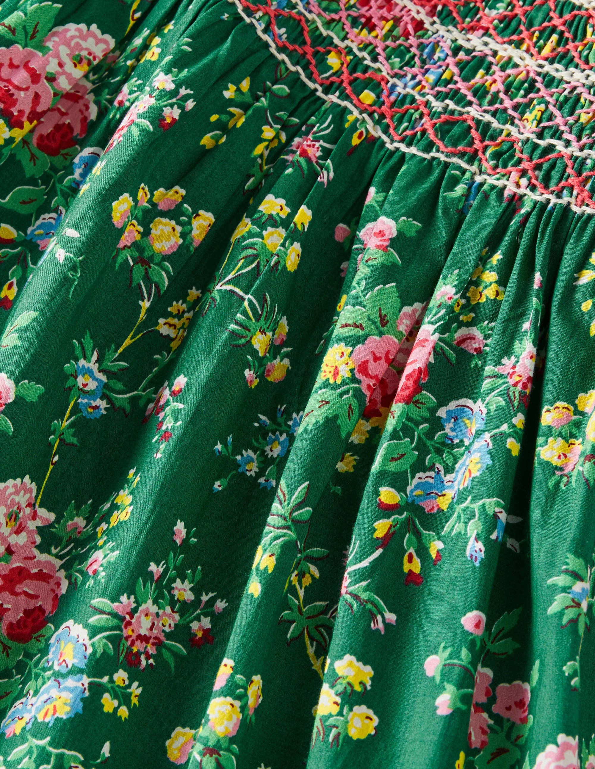 Smocked Dress-Shady Glade Green Floral - Image 3