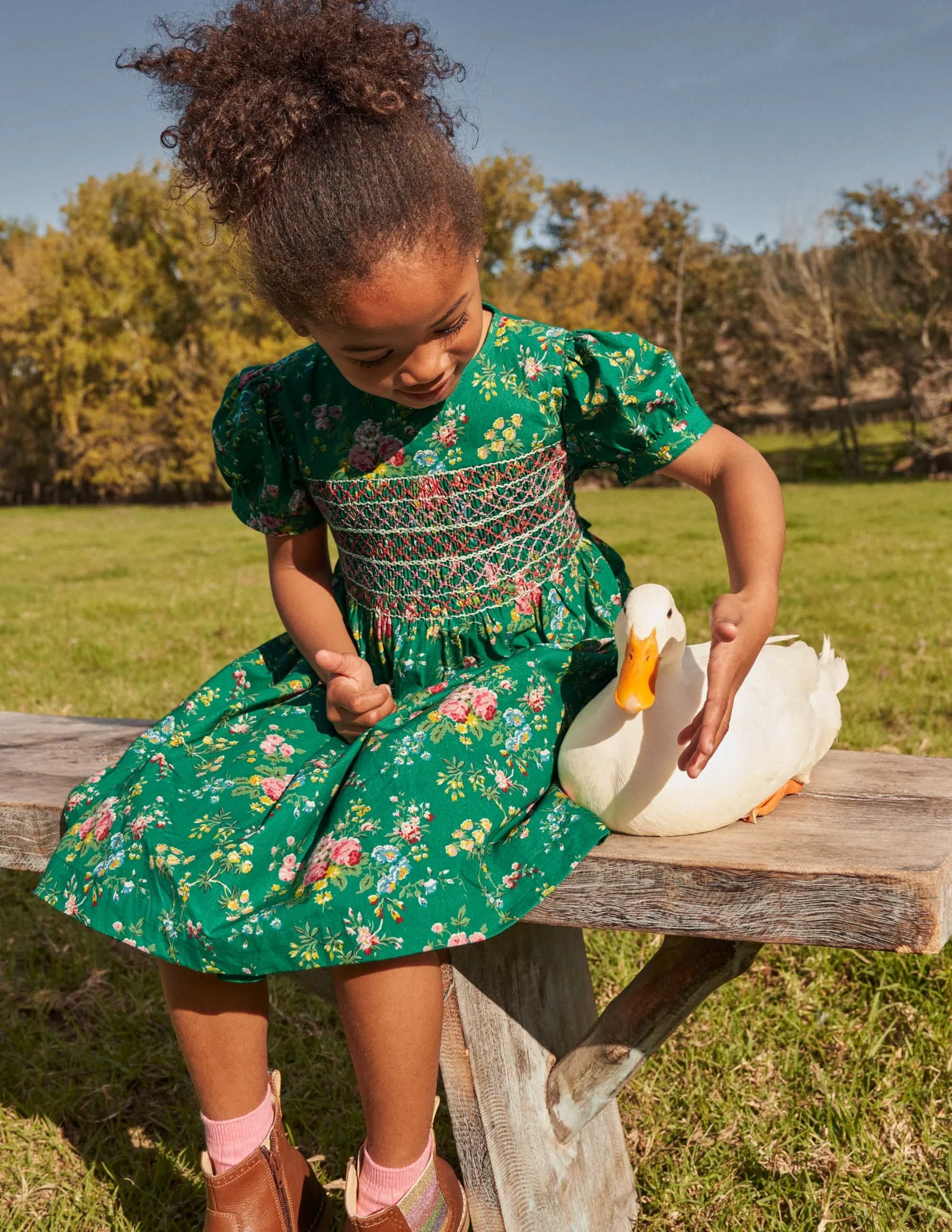 Smocked Dress-Shady Glade Green Floral - Image 6