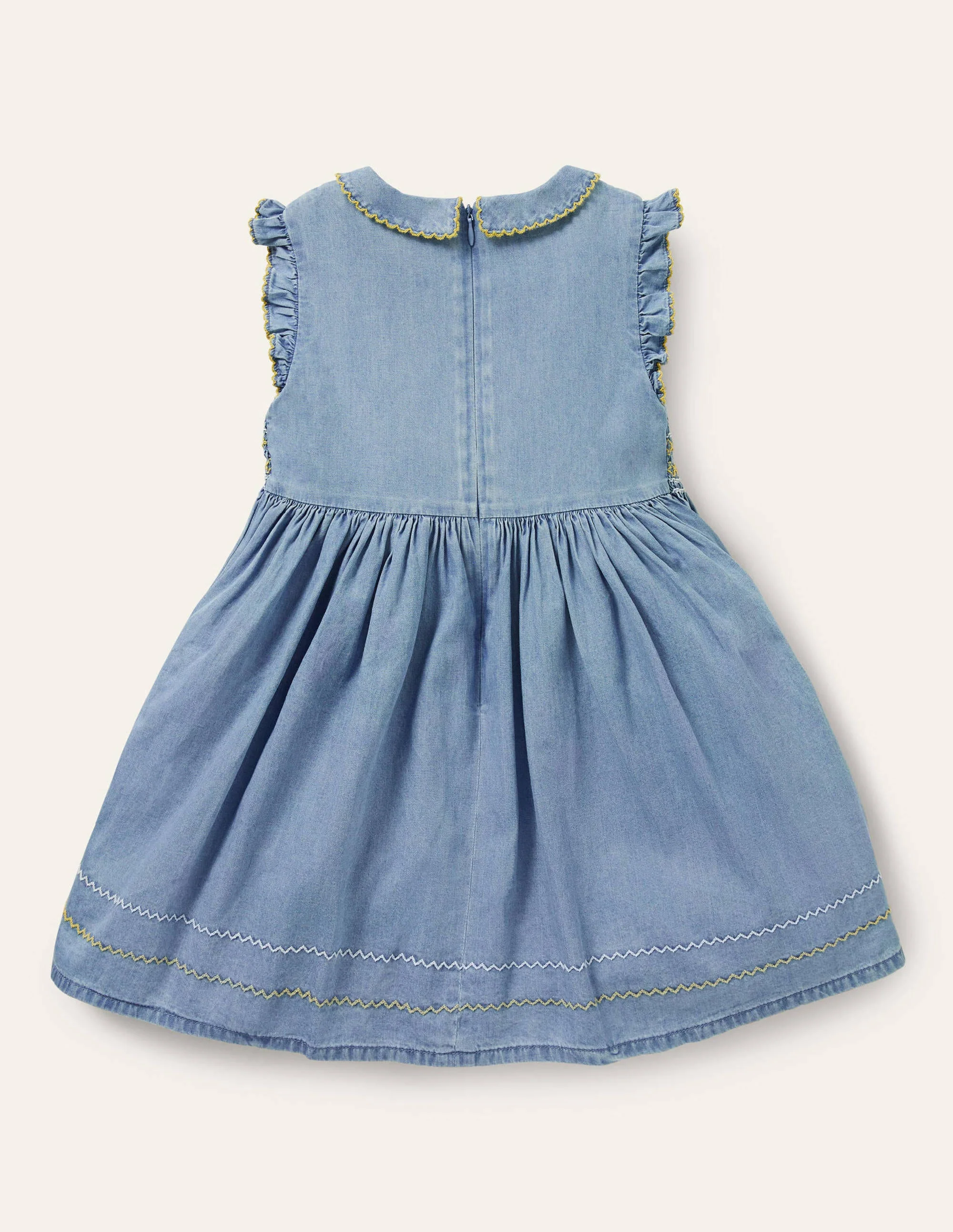 Smocked Woven Dress-Chambray - Image 2