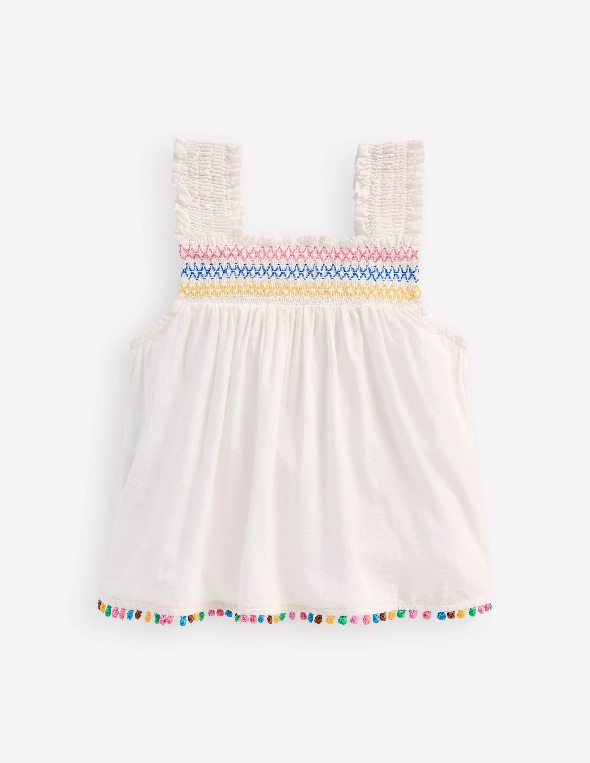 Smocked Woven Top-Soft Ivory - Image 2