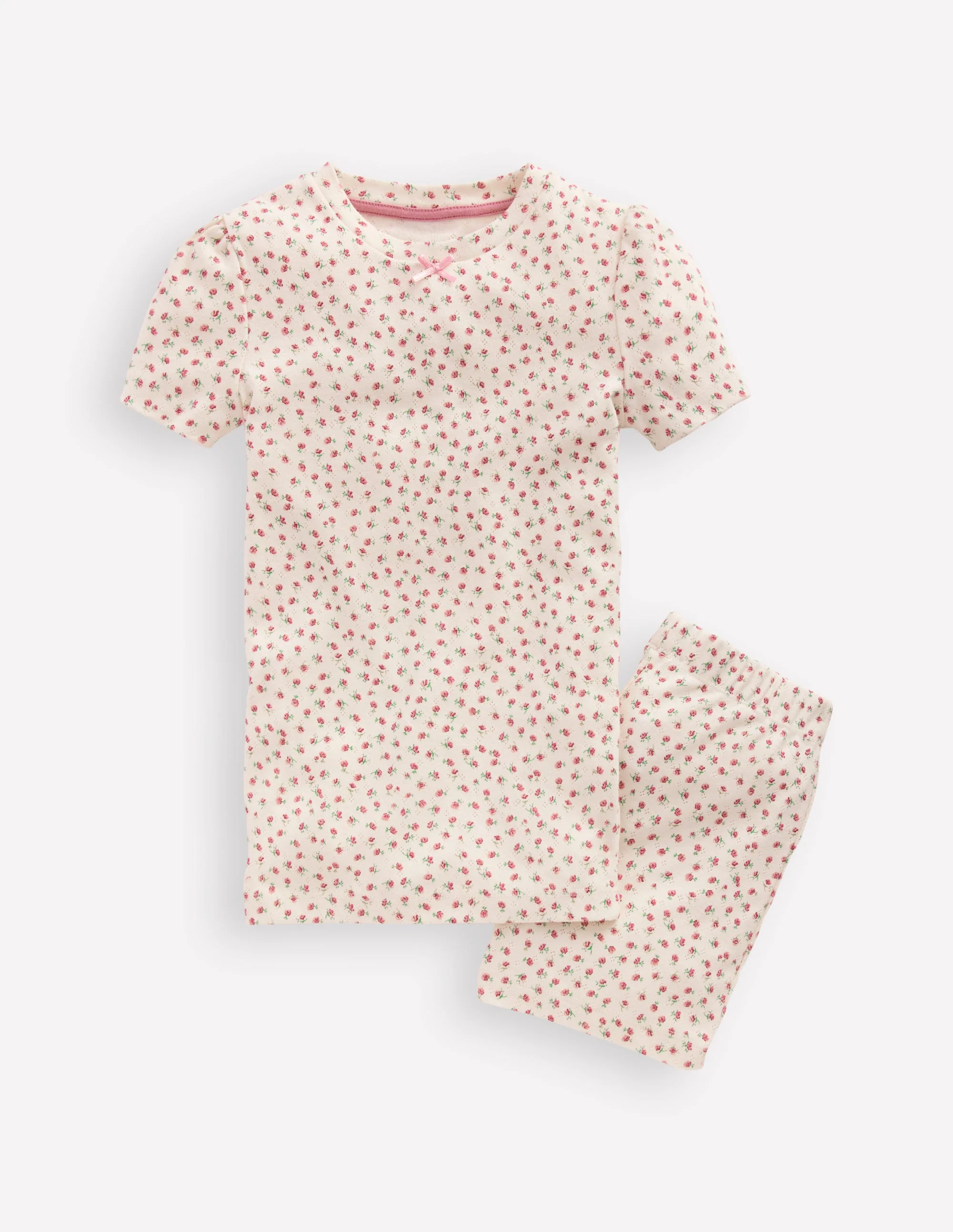 Snug Fit Pointelle Pyjamas-Soft Ivory Floral