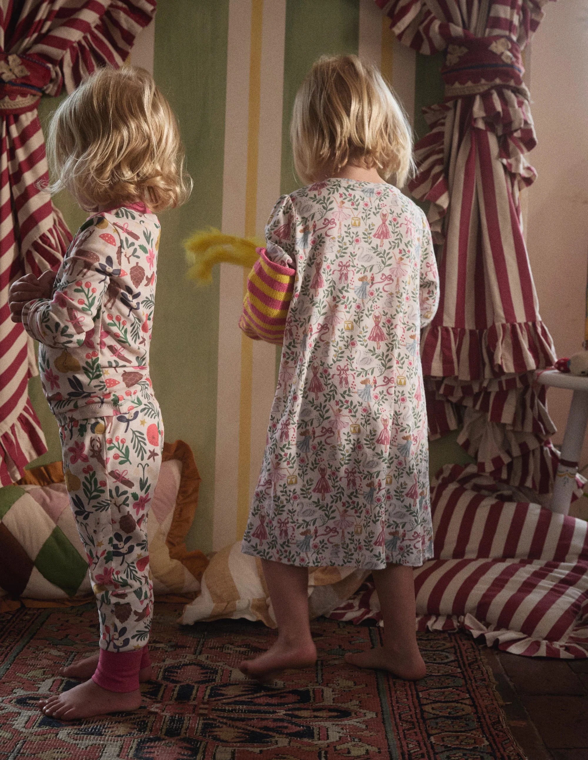 Snug Henley Pyjamas-Vanilla White Ballet Toile - Image 5