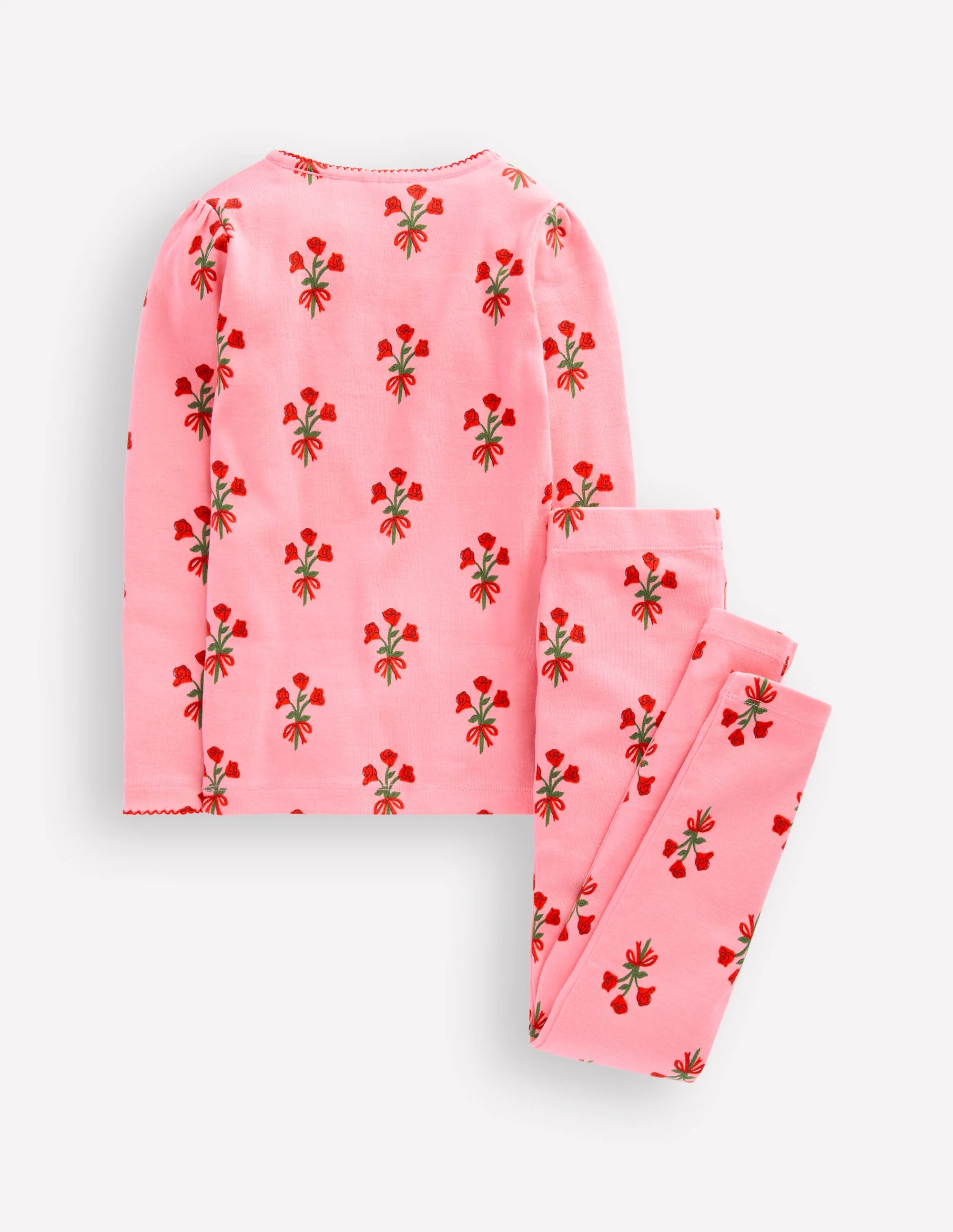Snug Long John Pajamas-Bubblegum Pink Posy - Image 2