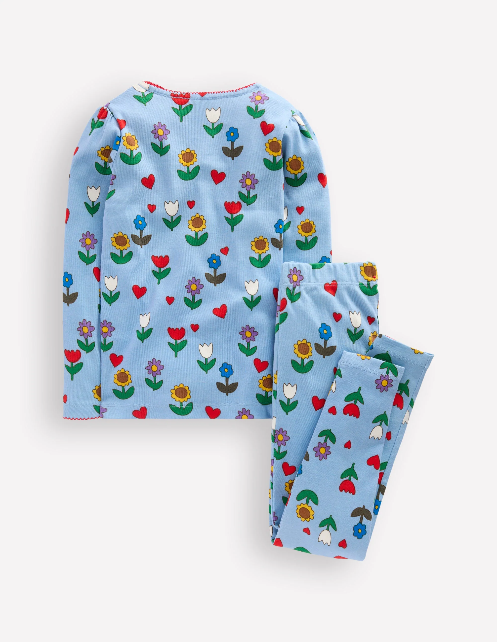 Snug Long John Pajamas-Glacier Blue Sunflower Garden - Image 2