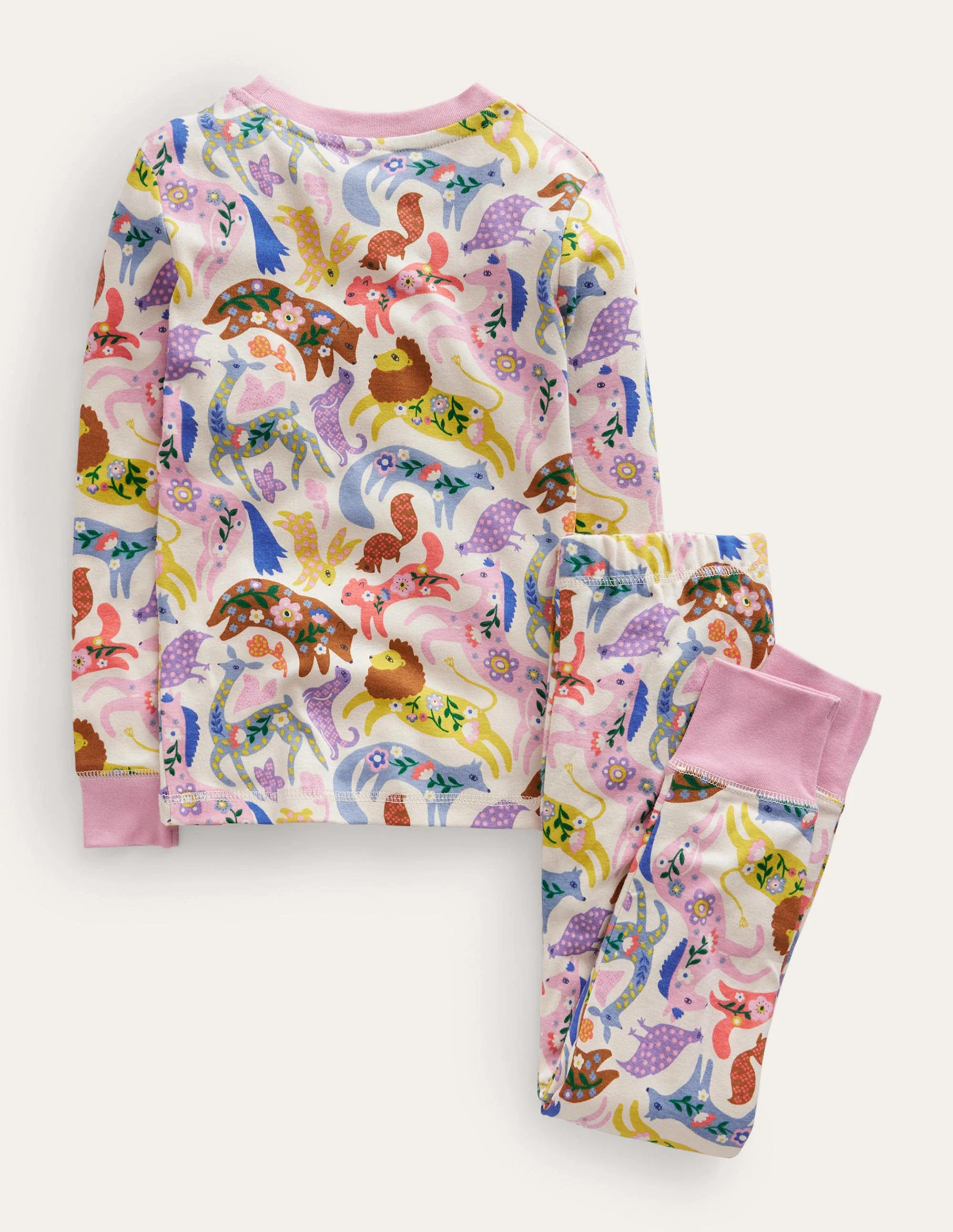 Snug Long John Pajamas-Multi Folk Freinds - Image 2