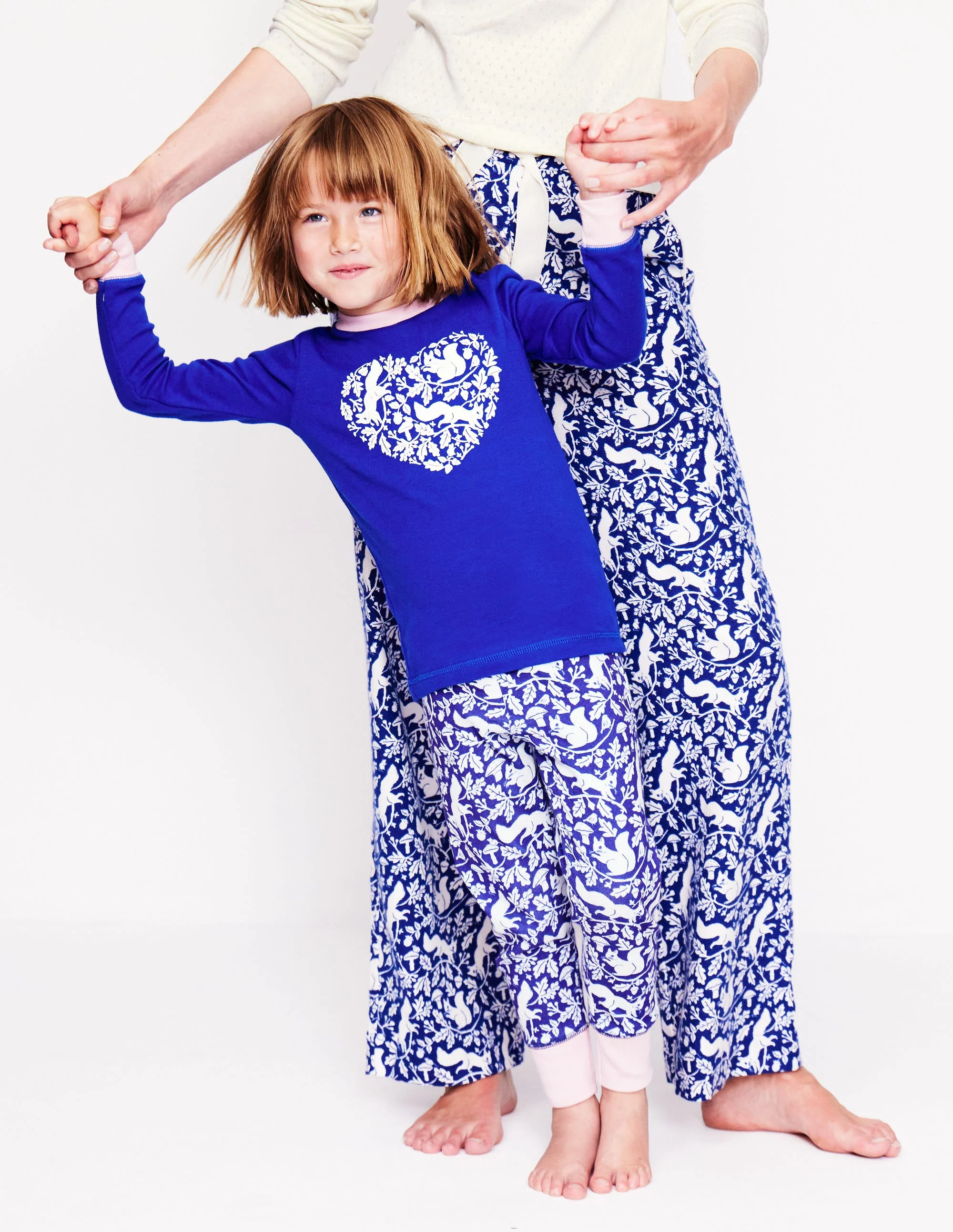 Snug Long John Pajamas-Sapphire Blue Squirrel - Image 4