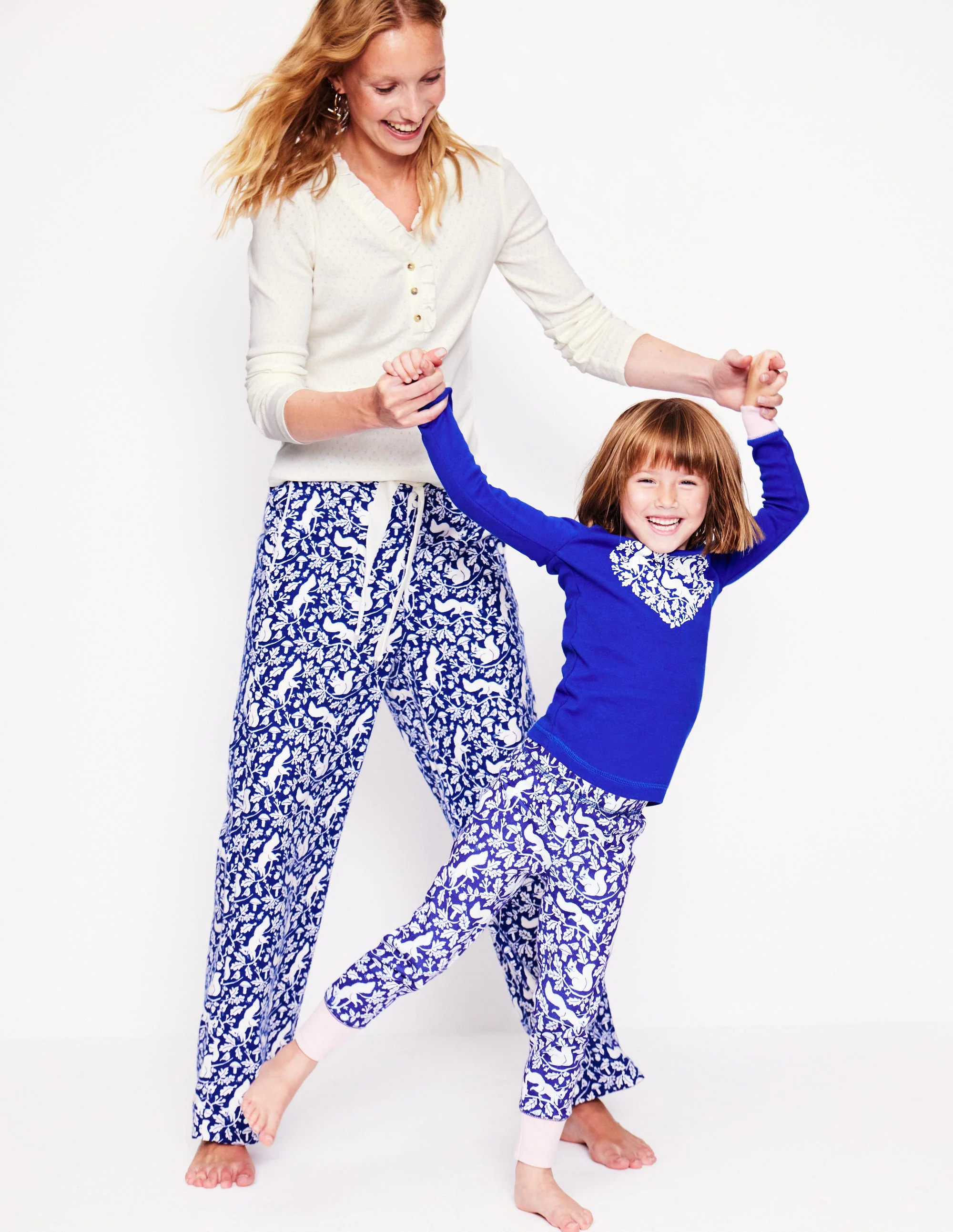 Snug Long John Pajamas-Sapphire Blue Squirrel - Image 5