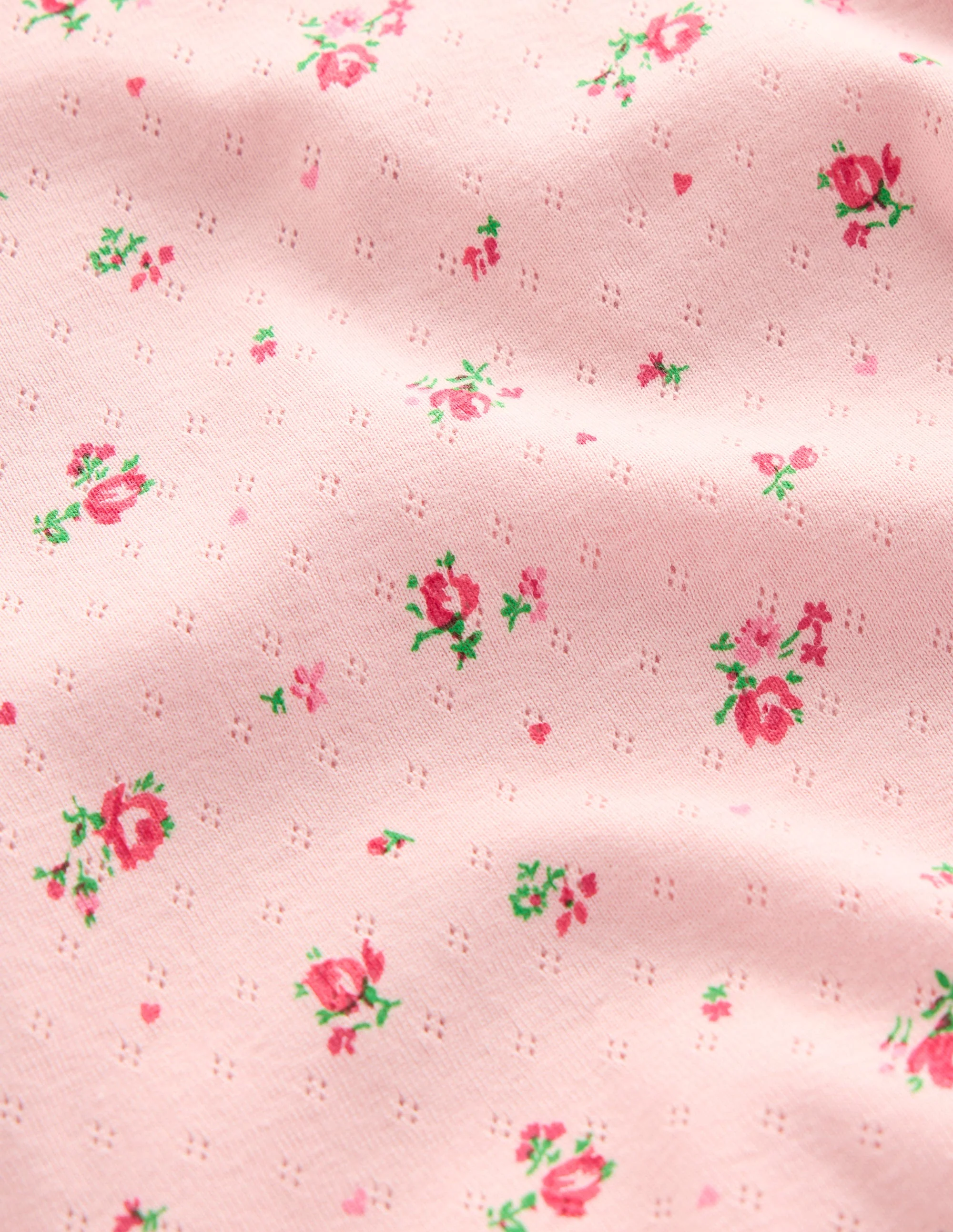 Snug Pointelle Pajamas-Botanical Pink Rose Sprig - Image 3