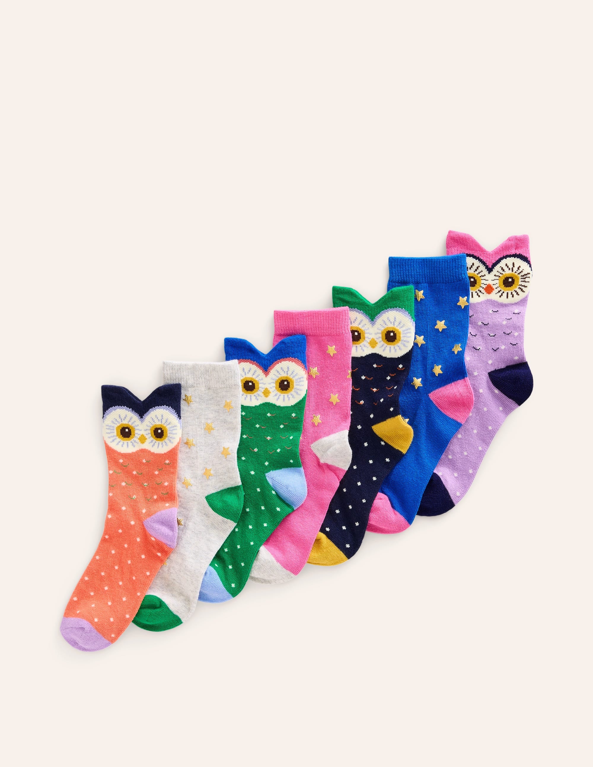 Socks 7 Pack-Multi Owls