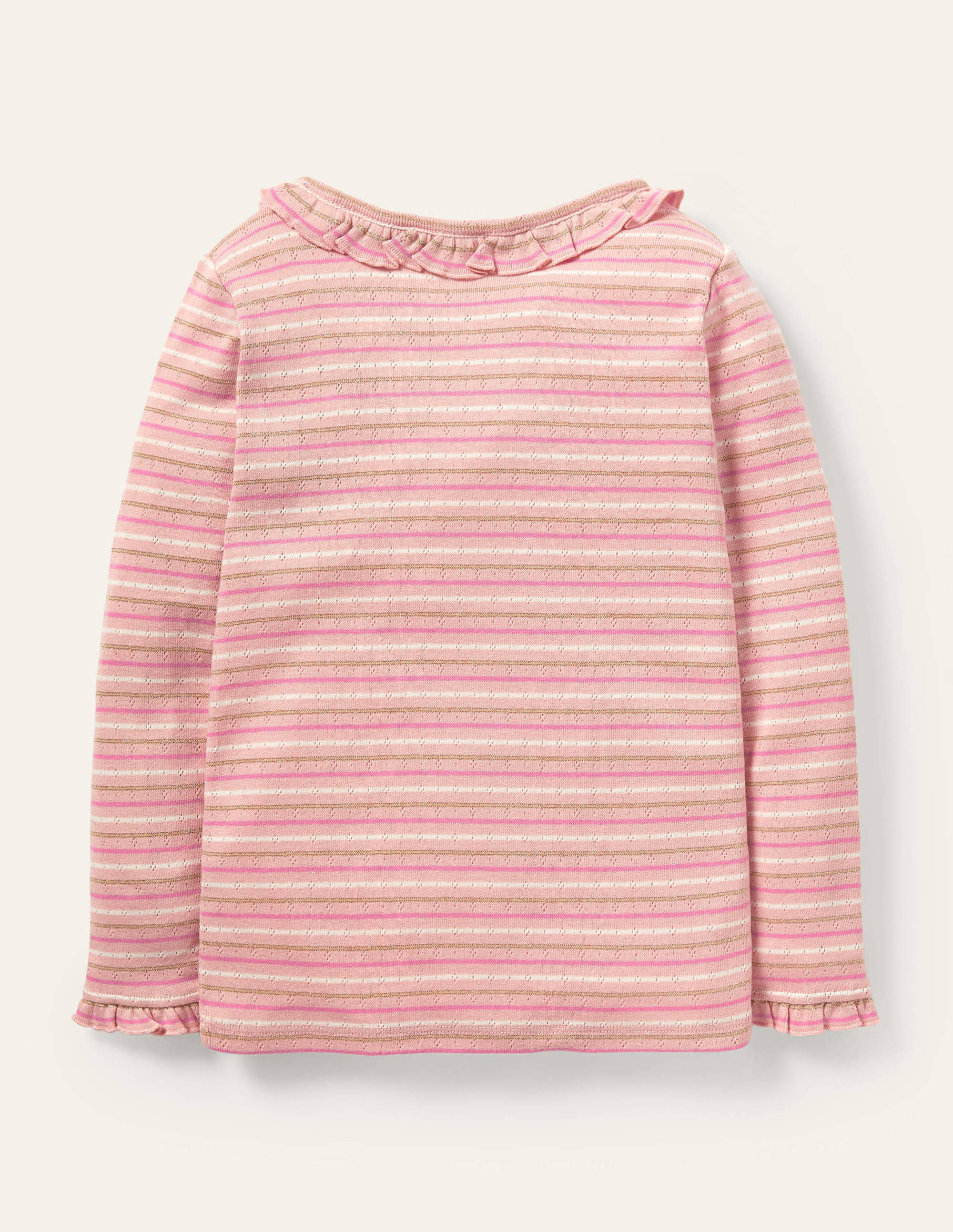 Sparkly Ruffle Pointelle Top-Provence Pink/ Gold - Image 2