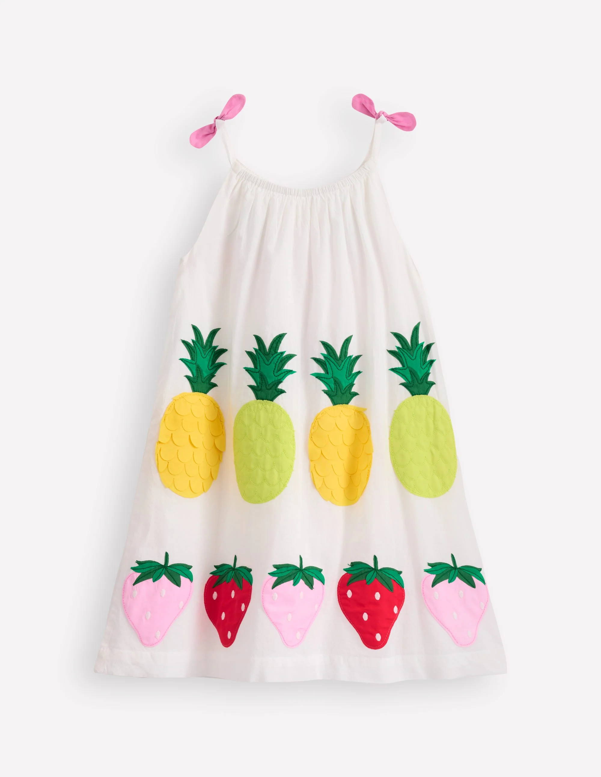 Strappy Appliqué Dress-Soft Ivory Fruit - Image 5