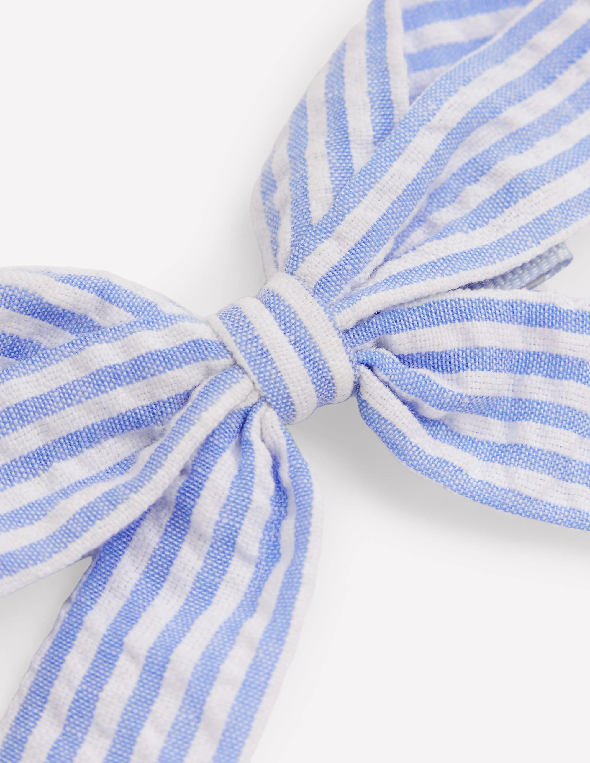 Striped Hair Bow-Blue Ticking - Image 3