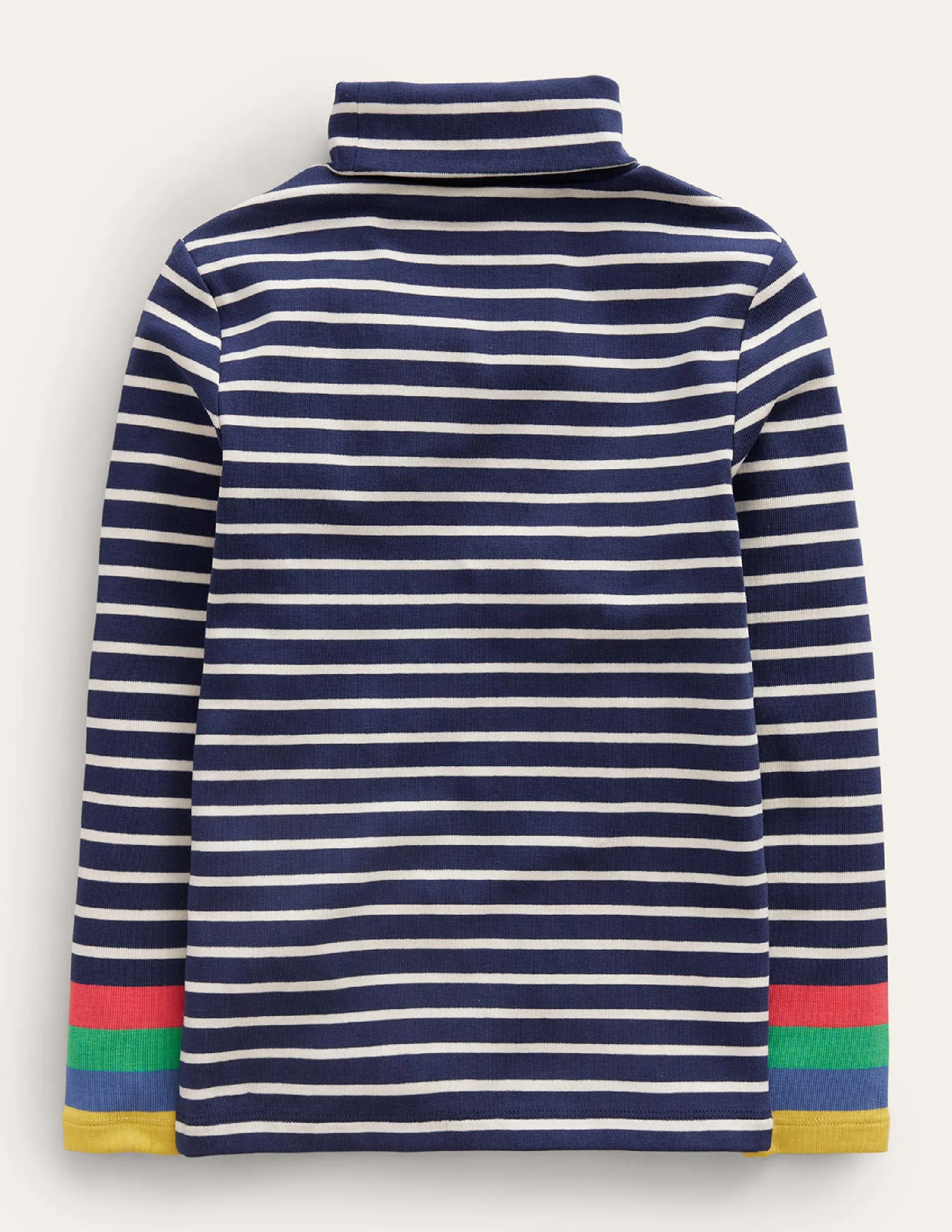 Super Soft Roll Neck Top-Navy/Ivory Multi Cuff - Image 2
