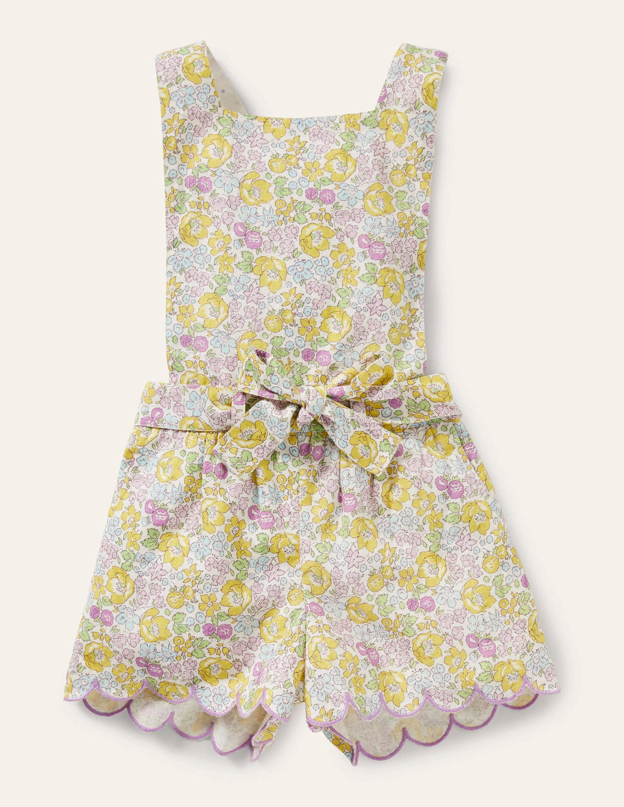 Tie-waist Scallop Romper-Lilac Ditsy Floral - Image 2