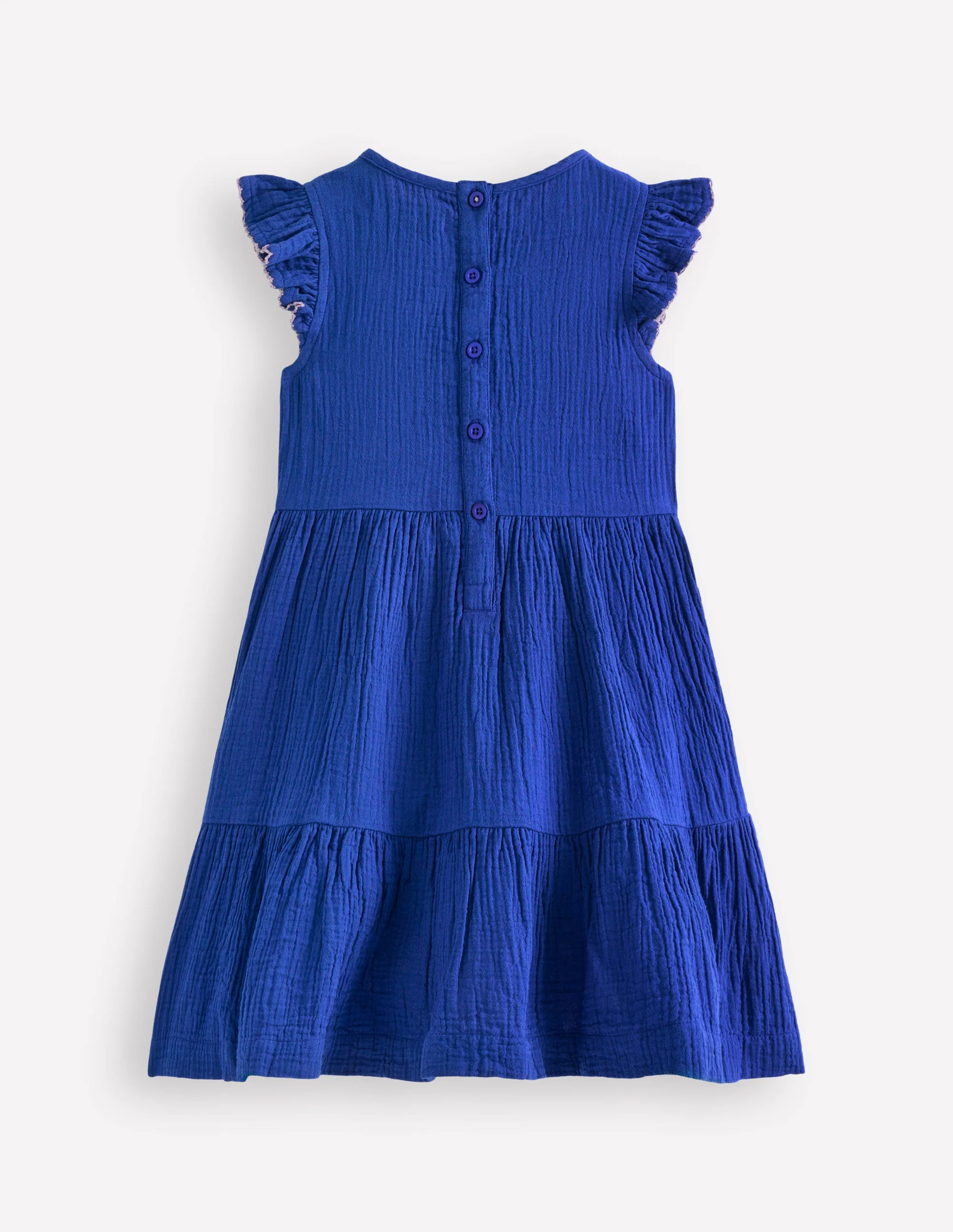 Tiered Doublecloth Dress-Bright Blue Embroidered - Image 5